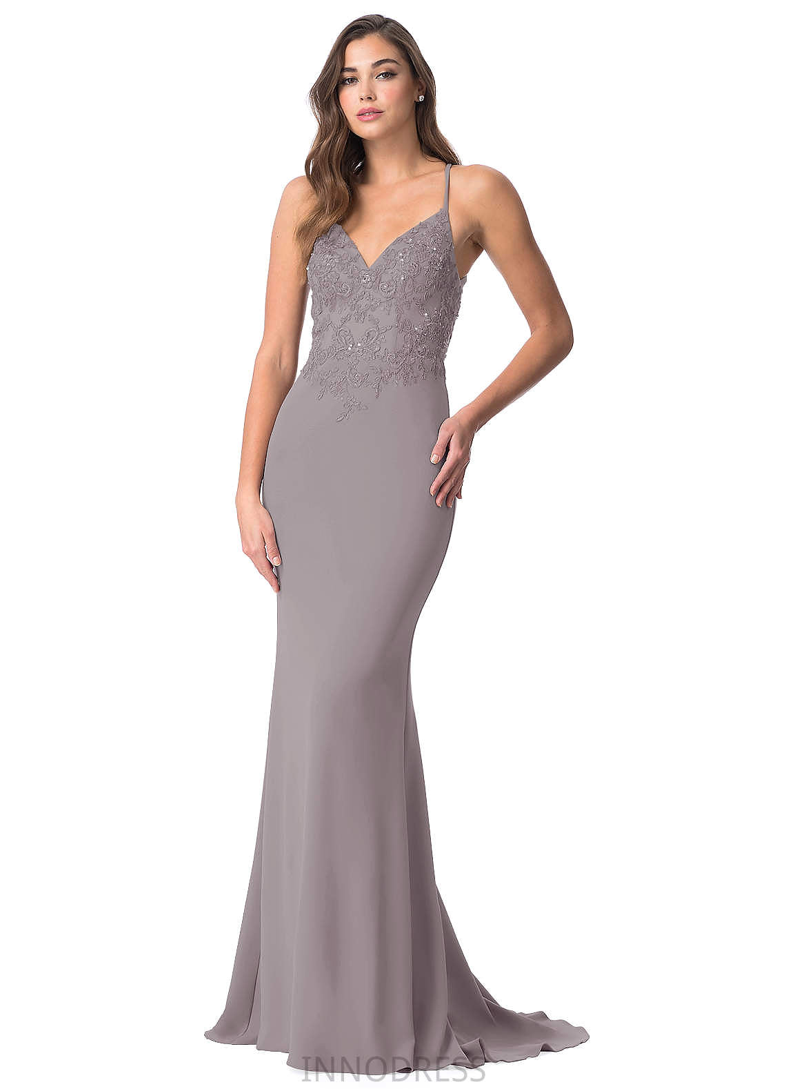 Ciara Spaghetti Staps A-Line/Princess Sleeveless Natural Waist Floor Length Bridesmaid Dresses