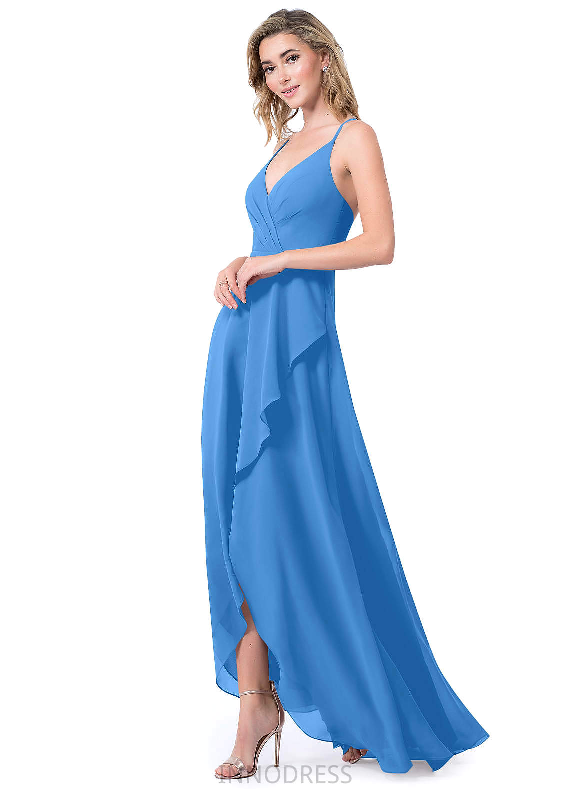 Scarlet Sleeveless Natural Waist Floor Length A-Line/Princess V-Neck Bridesmaid Dresses