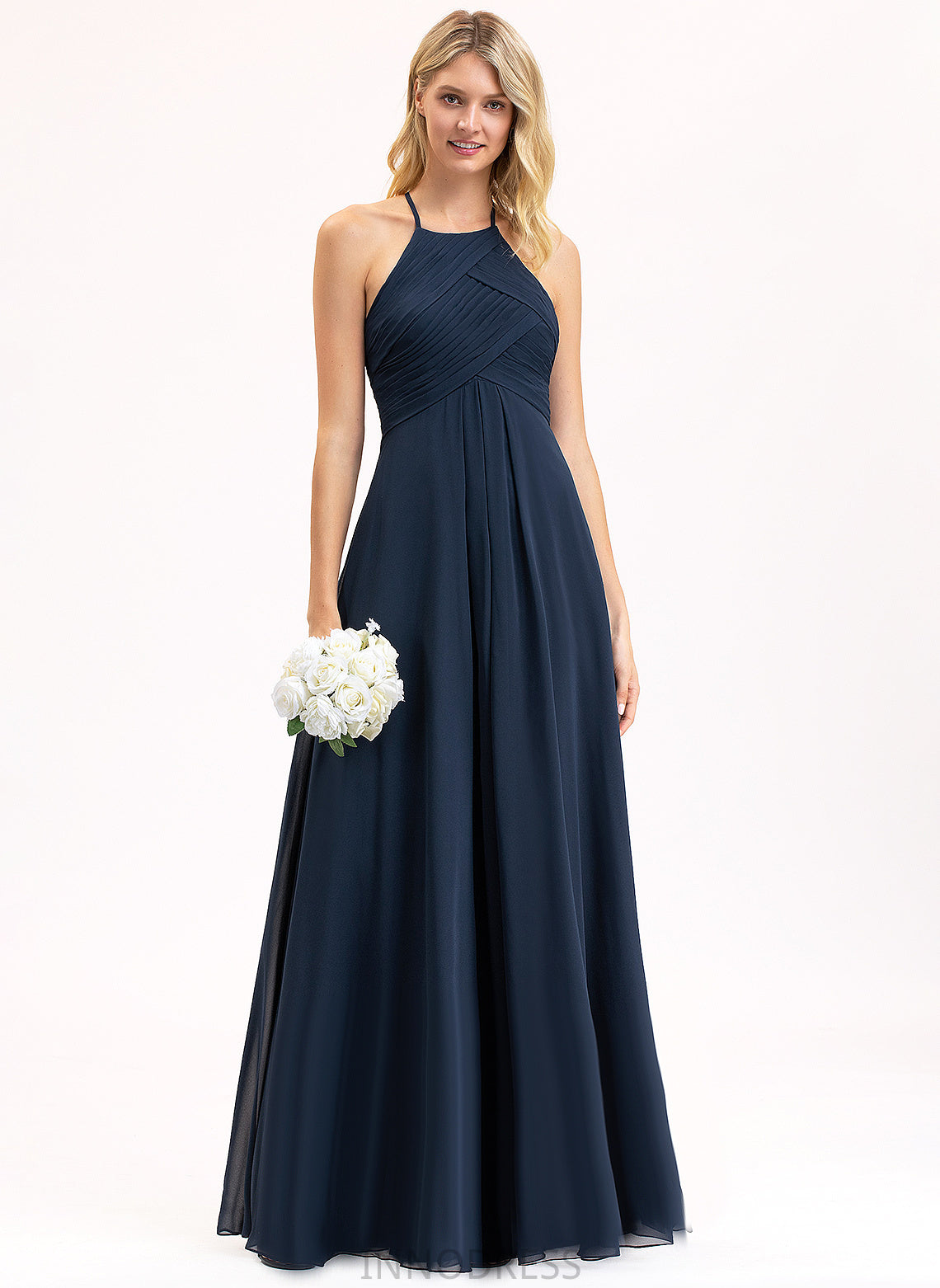 A-Line Neckline Floor-Length Silhouette Length Scoop Pleated Embellishment Fabric Alana Bridesmaid Dresses