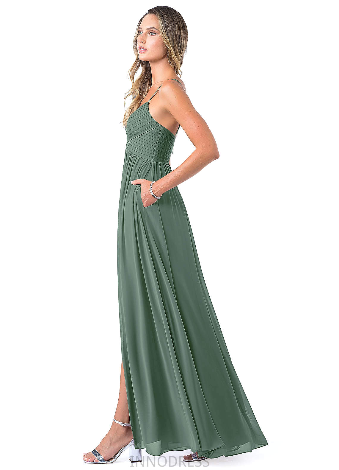 Patti Floor Length Sleeveless Natural Waist Spaghetti Staps A-Line/Princess Bridesmaid Dresses