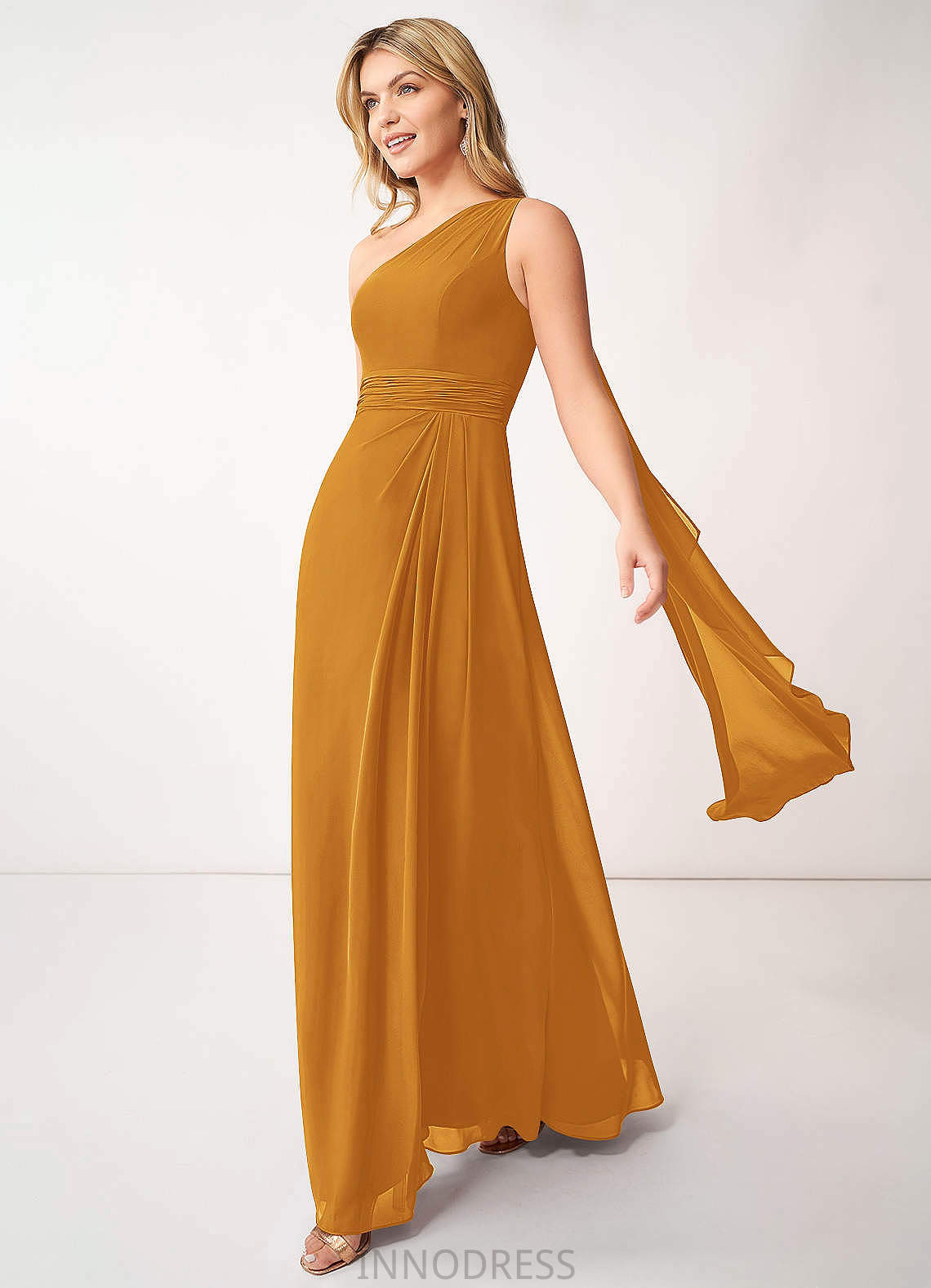 Miah Sleeveless Floor Length Natural Waist A-Line/Princess Scoop Bridesmaid Dresses