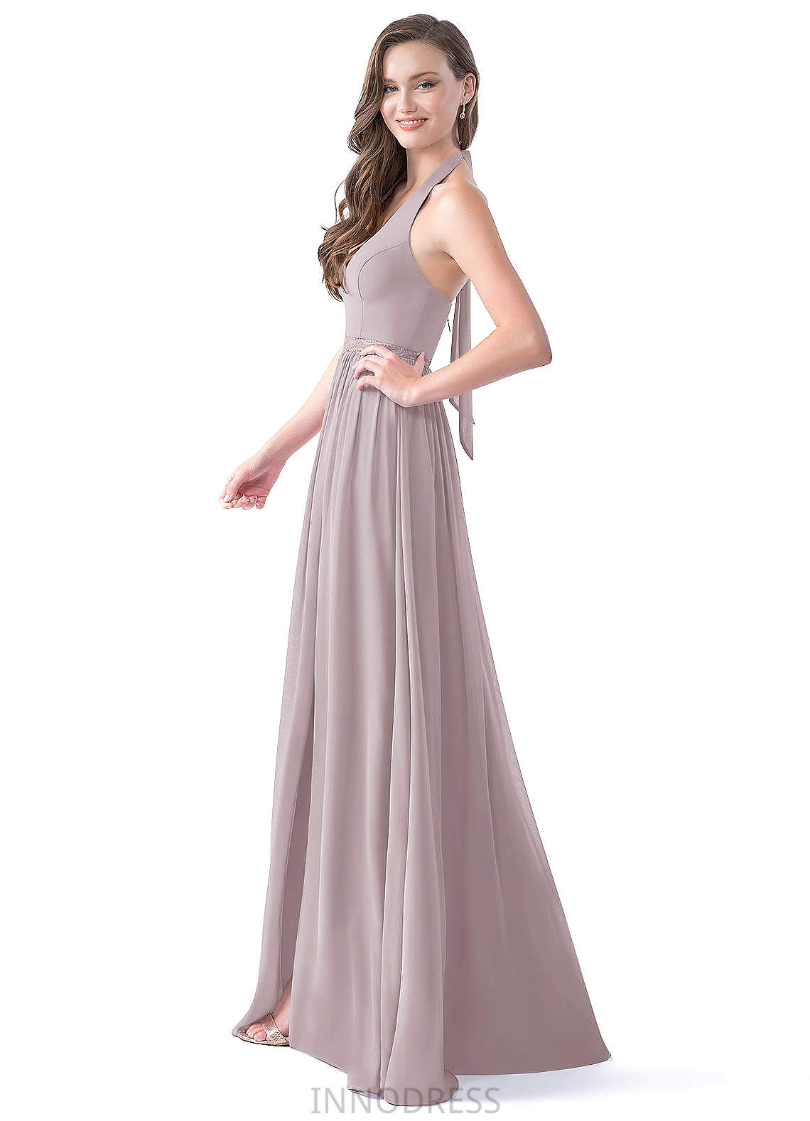 Olga Floor Length Sleeveless Natural Waist A-Line/Princess Spaghetti Staps Bridesmaid Dresses