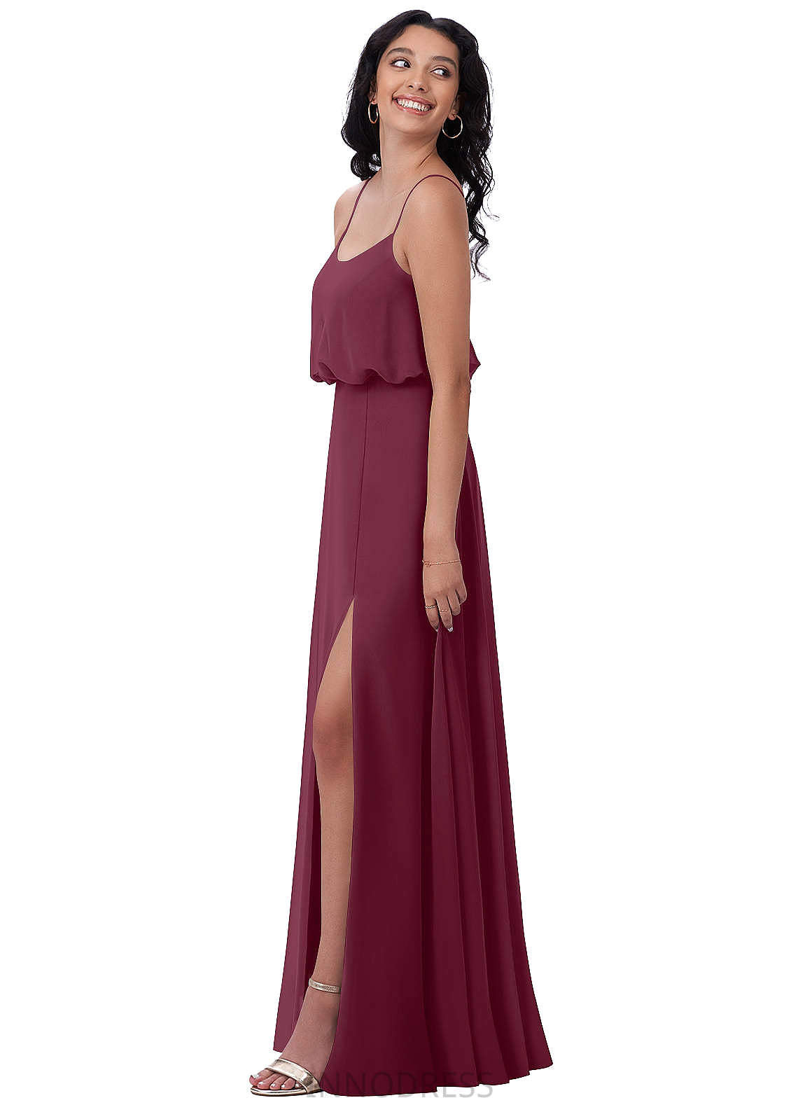 Sherry Natural Waist A-Line/Princess Sleeveless Floor Length Off The Shoulder Spaghetti Staps Bridesmaid Dresses