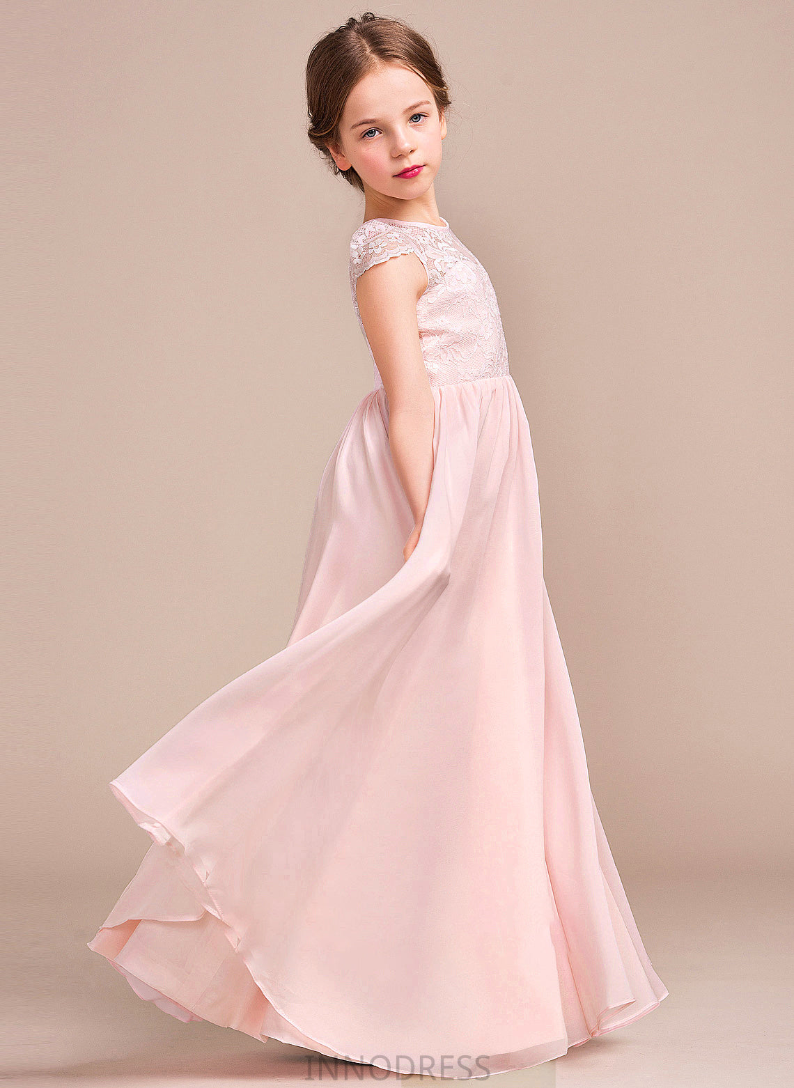 Deanna A-LineScoopNeckFloor-LengthChiffonLaceJuniorBridesmaidDress#81155 Junior Bridesmaid Dresses