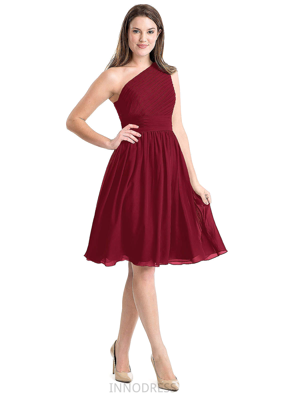 Adalyn Knee Length A-Line/Princess Natural Waist V-Neck Bridesmaid Dresses