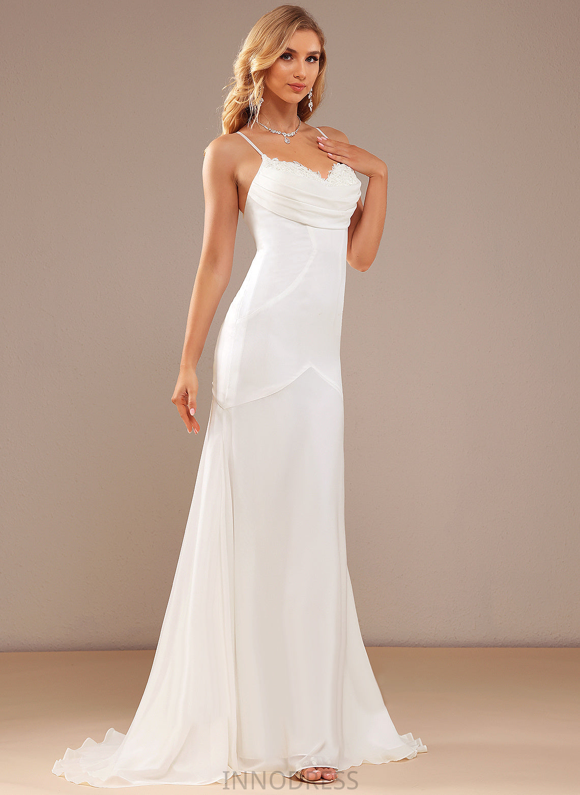 V-neck Chiffon Train Breanna Sweep Lace Wedding Dresses Wedding With Trumpet/Mermaid Dress