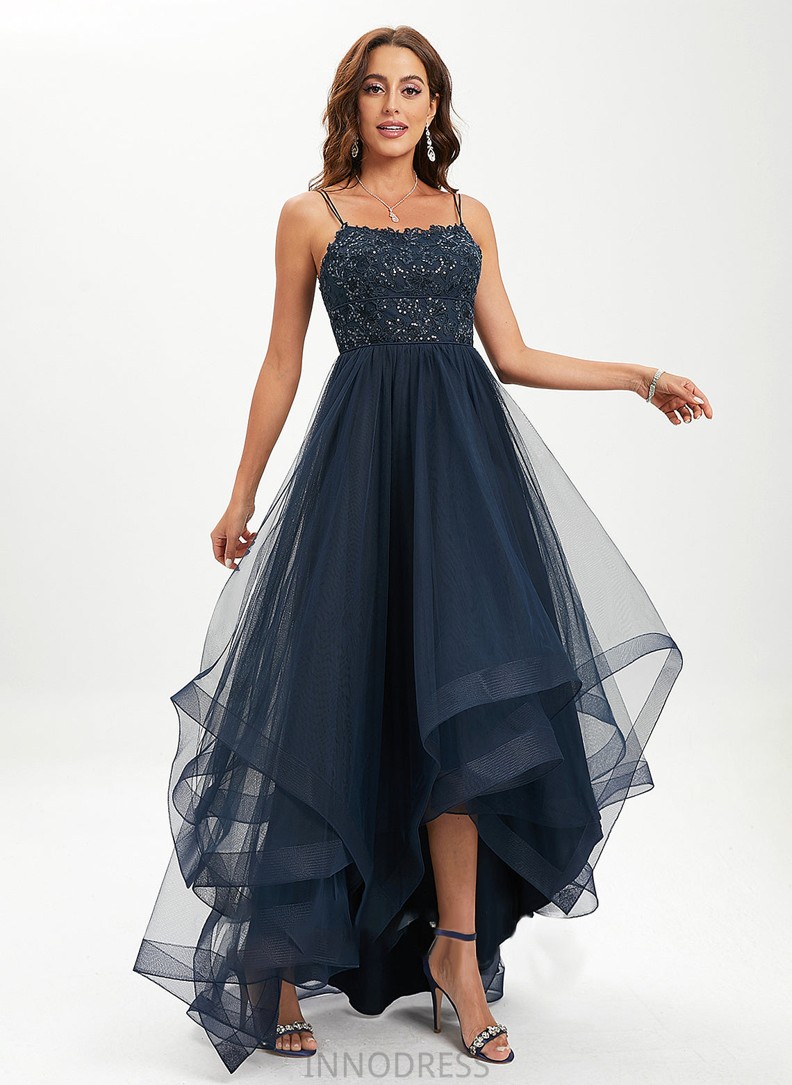 Prom Dresses Ball-Gown/Princess Sequins Asymmetrical Milagros Tulle Lace Scoop With Neck