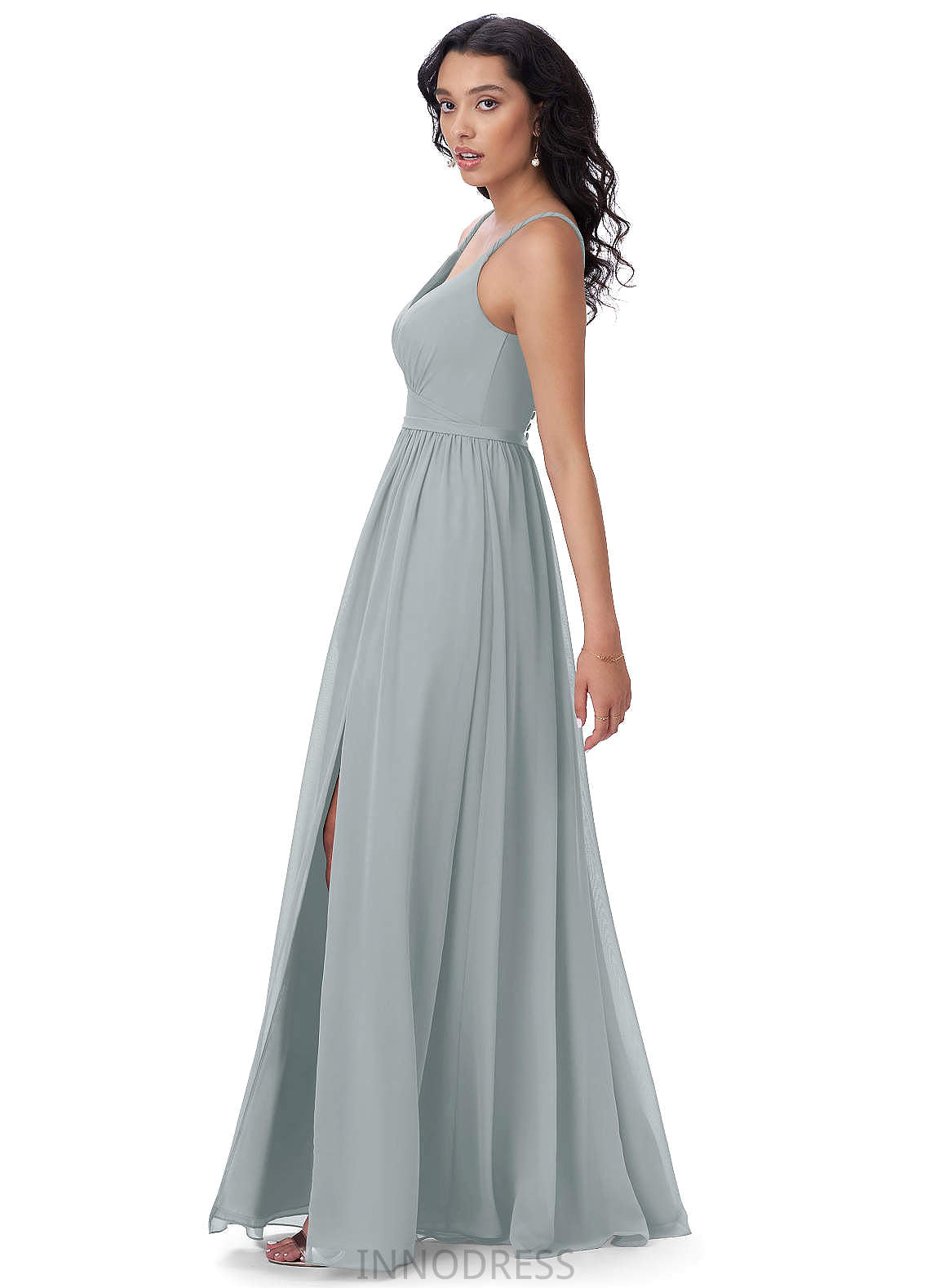 Molly Natural Waist A-Line/Princess Floor Length V-Neck Sleeveless Bridesmaid Dresses