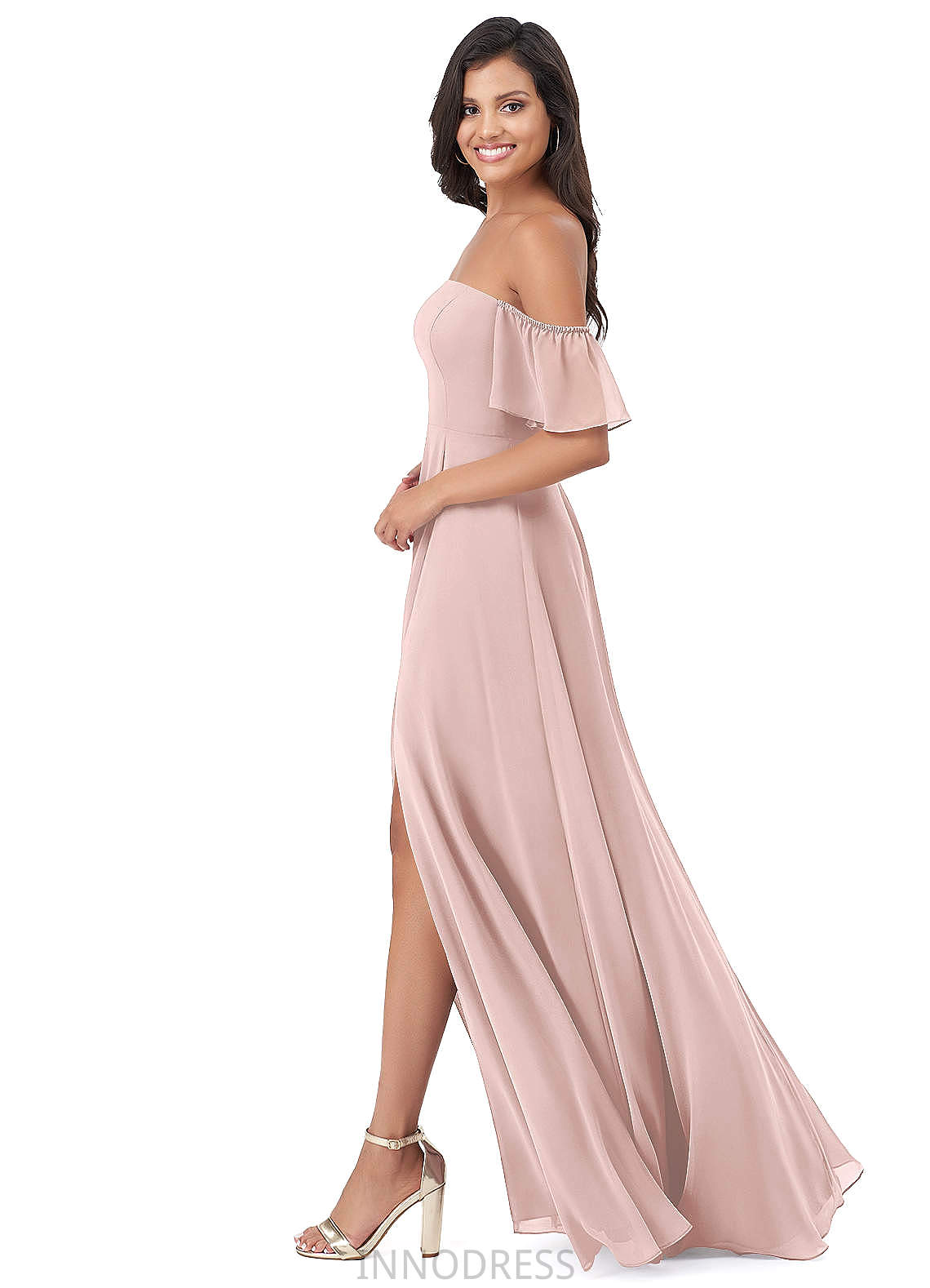 Haylie A-Line/Princess Floor Length Natural Waist Spaghetti Staps Sleeveless Bridesmaid Dresses