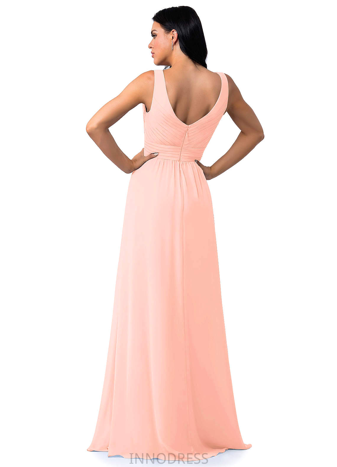 Judy Spaghetti Staps Floor Length Natural Waist Sleeveless A-Line/Princess Bridesmaid Dresses