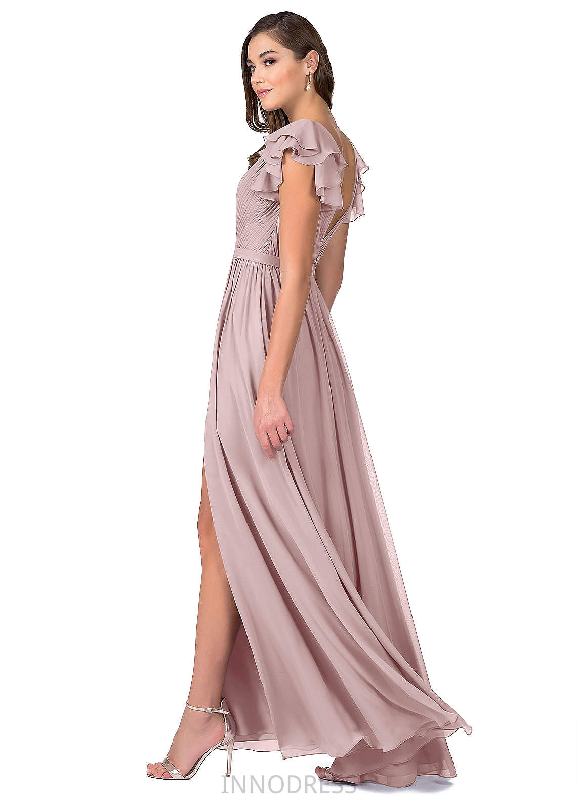 Aleena A-Line/Princess Empire Waist V-Neck High Low Sleeveless Bridesmaid Dresses