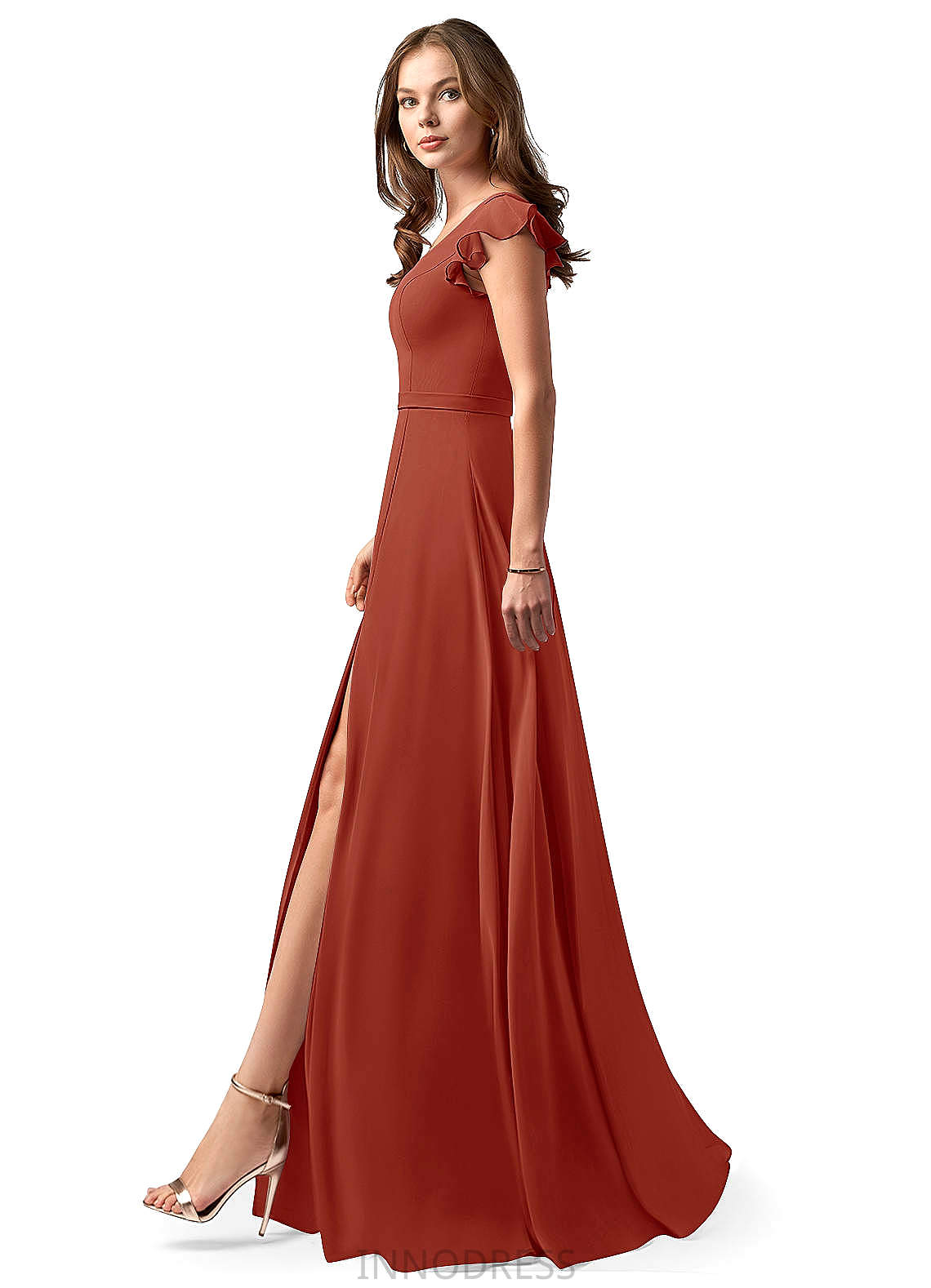 Jazlene Knee Length A-Line/Princess Natural Waist Short Sleeves Scoop Bridesmaid Dresses