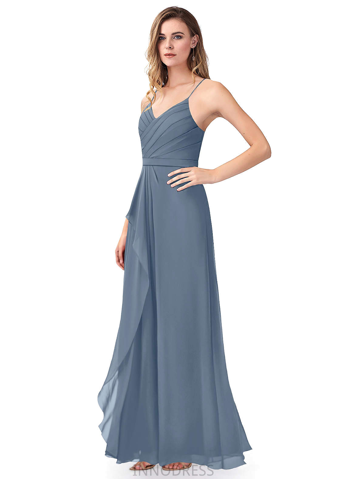 Helen Sleeveless V-Neck A-Line/Princess Floor Length Natural Waist Bridesmaid Dresses