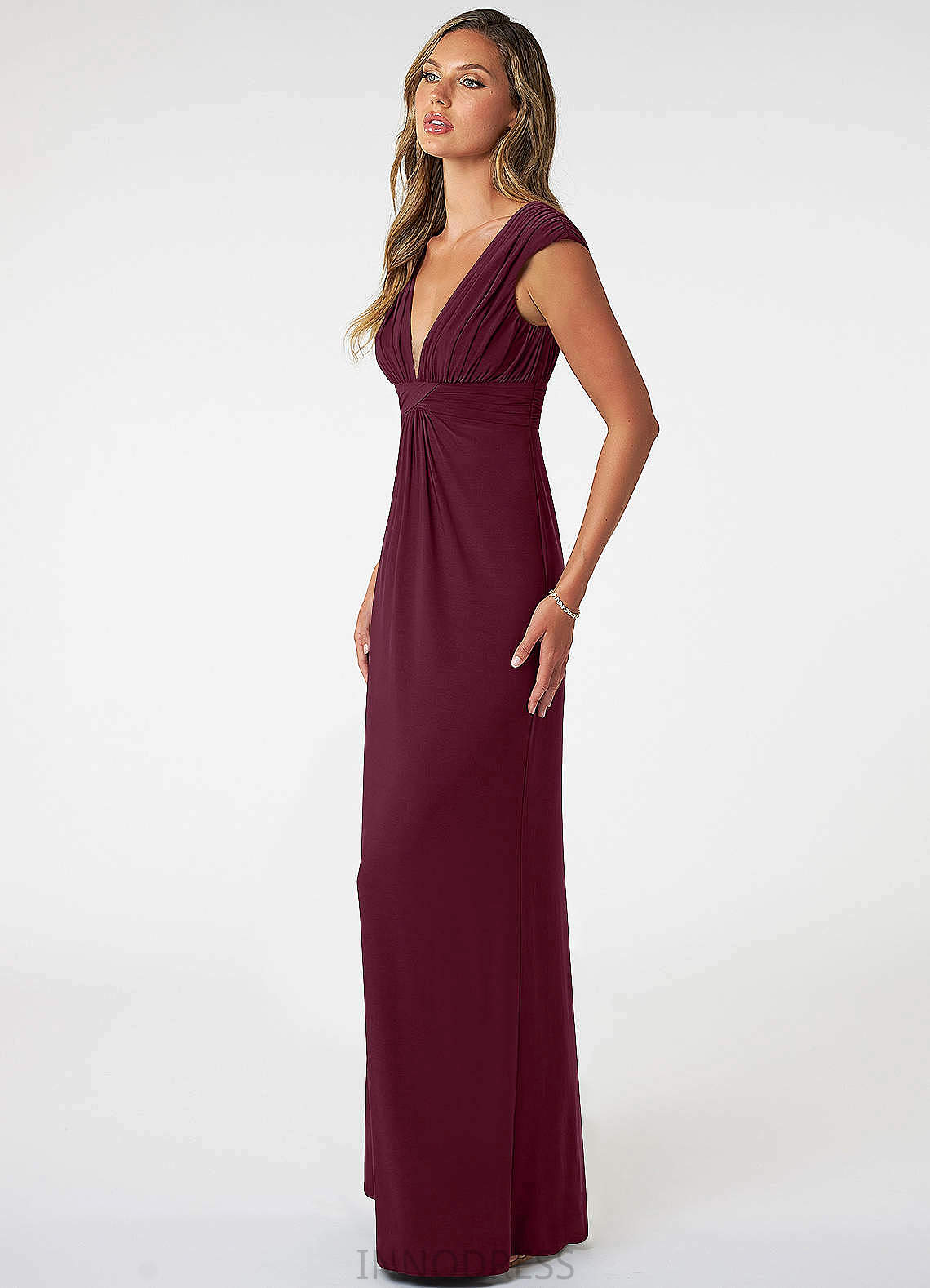 Catherine Sleeveless A-Line/Princess Floor Length V-Neck Natural Waist Bridesmaid Dresses