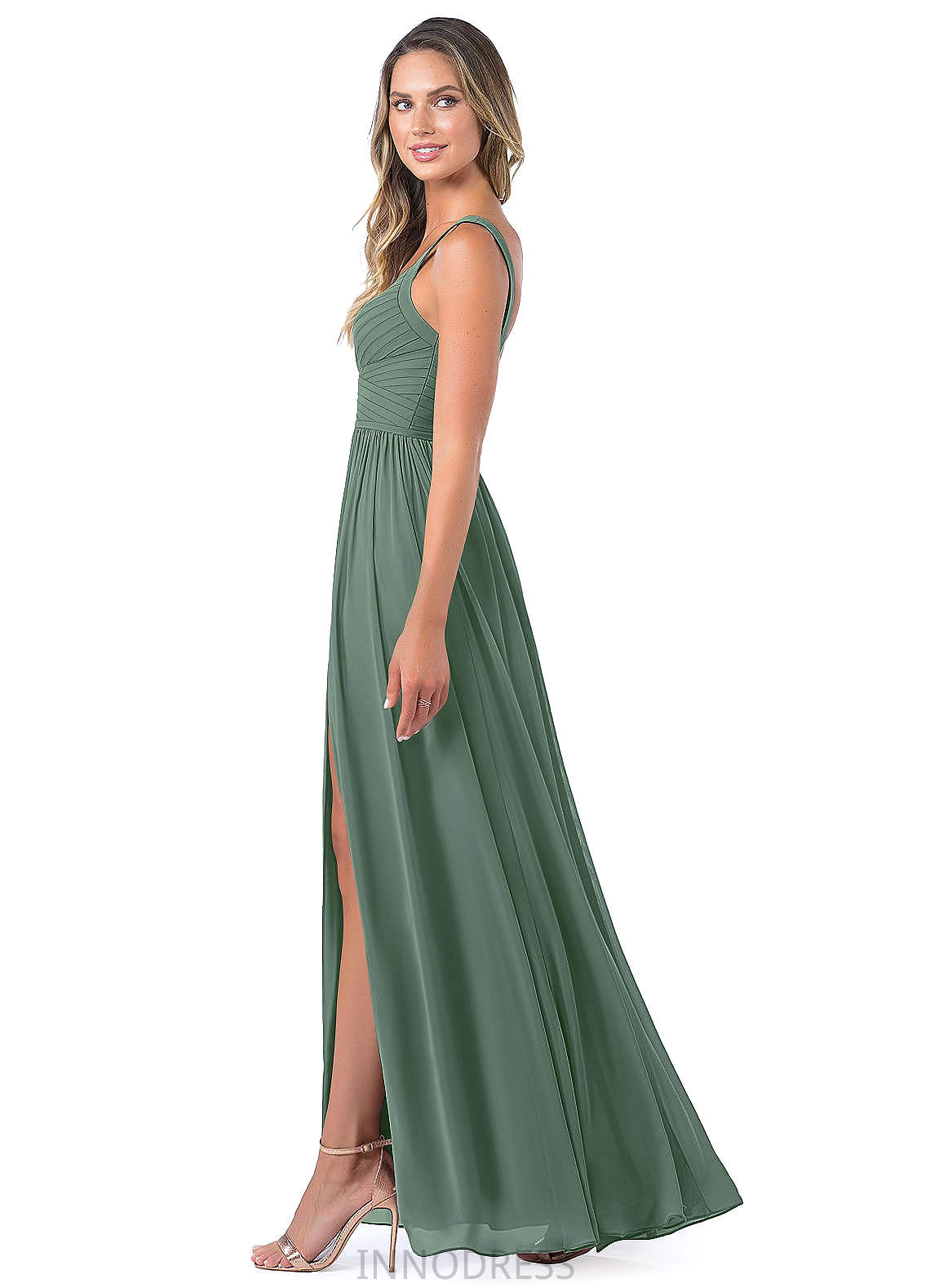 Jessica High Low V-Neck A-Line/Princess Natural Waist Sleeveless Bridesmaid Dresses