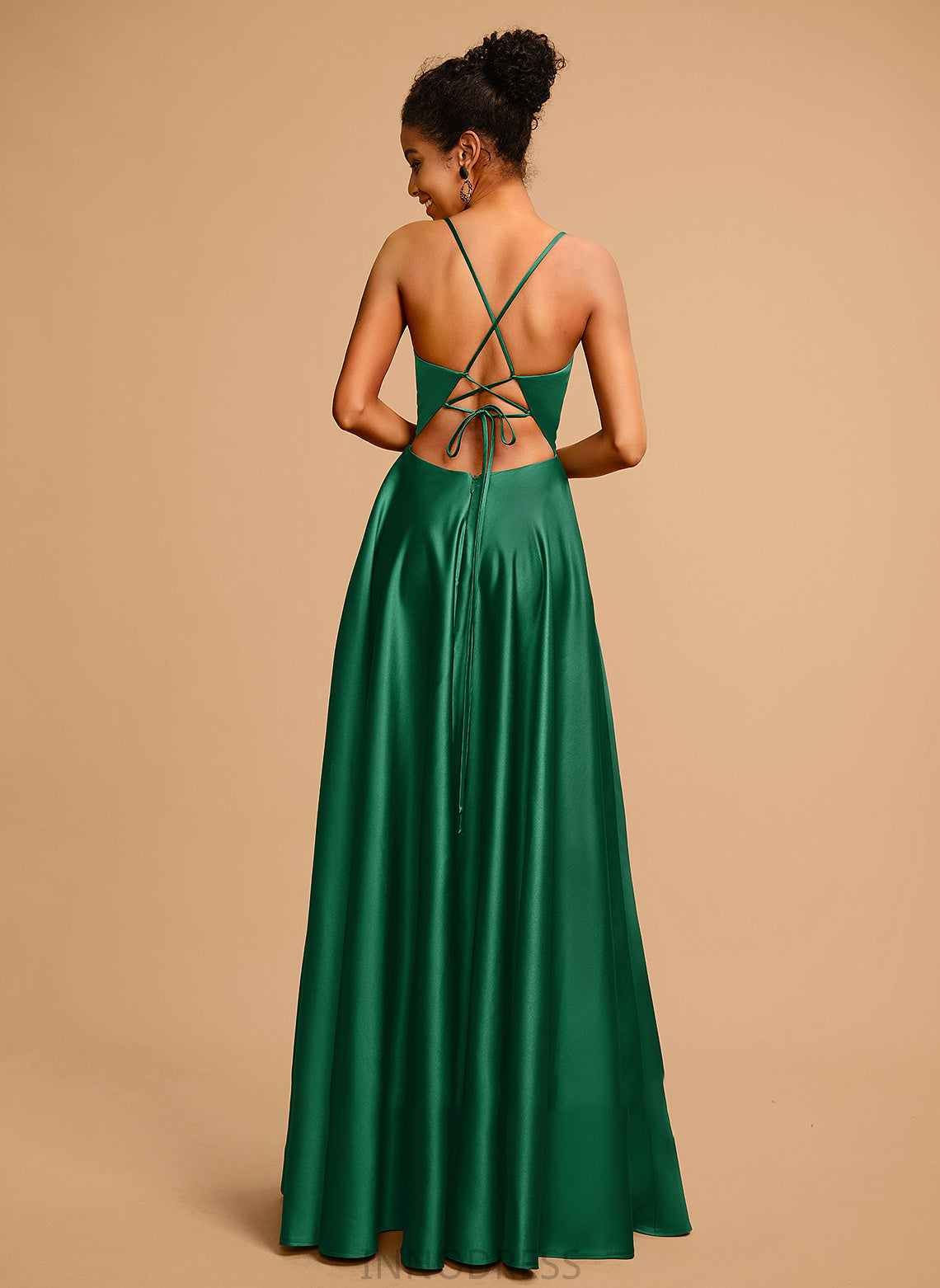 Prom Dresses Elizabeth Satin V-neck A-Line Floor-Length