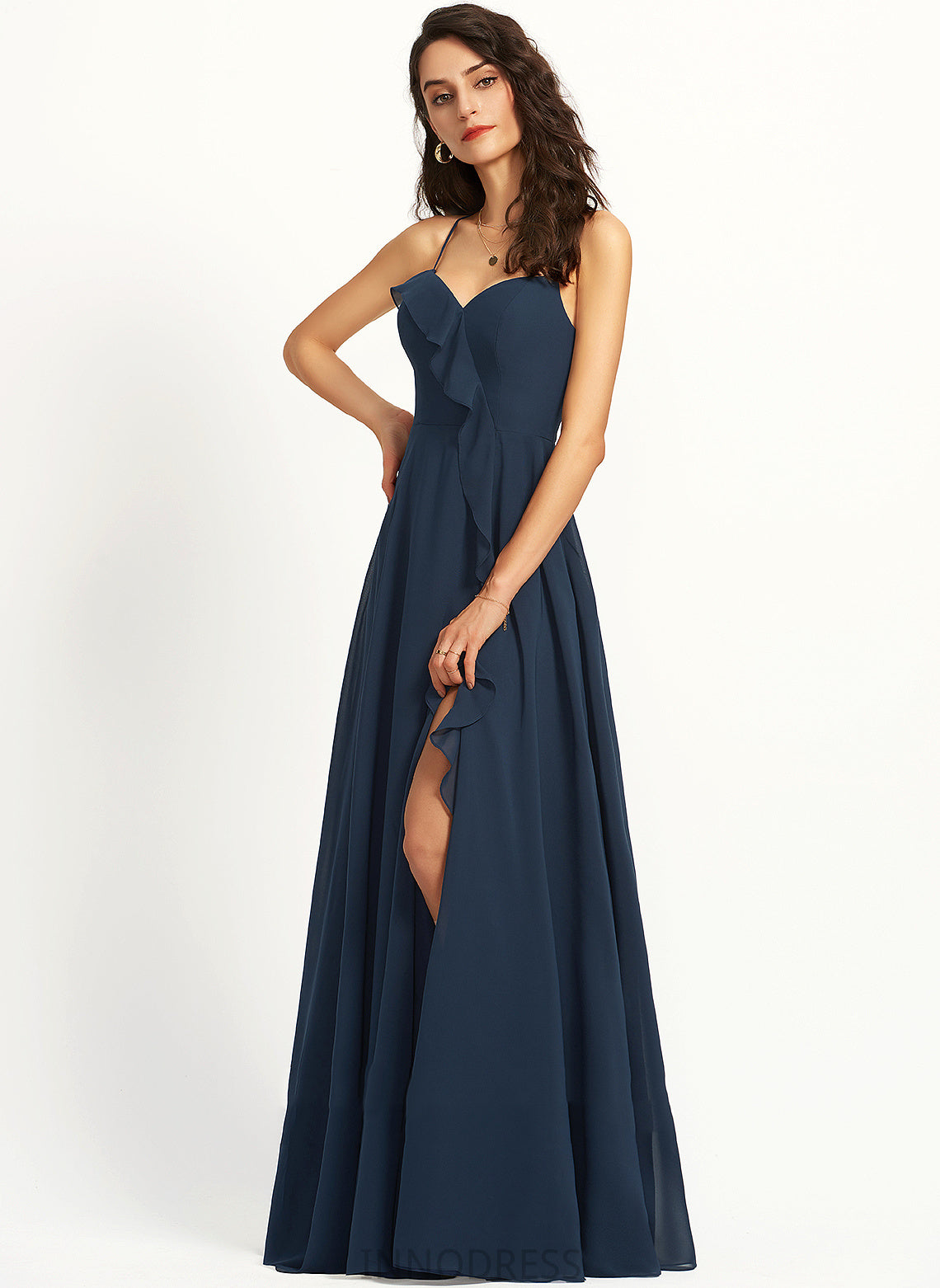 Fabric SplitFront Silhouette Length Floor-Length A-Line V-neck Embellishment Neckline Anaya Floor Length V-Neck Bridesmaid Dresses