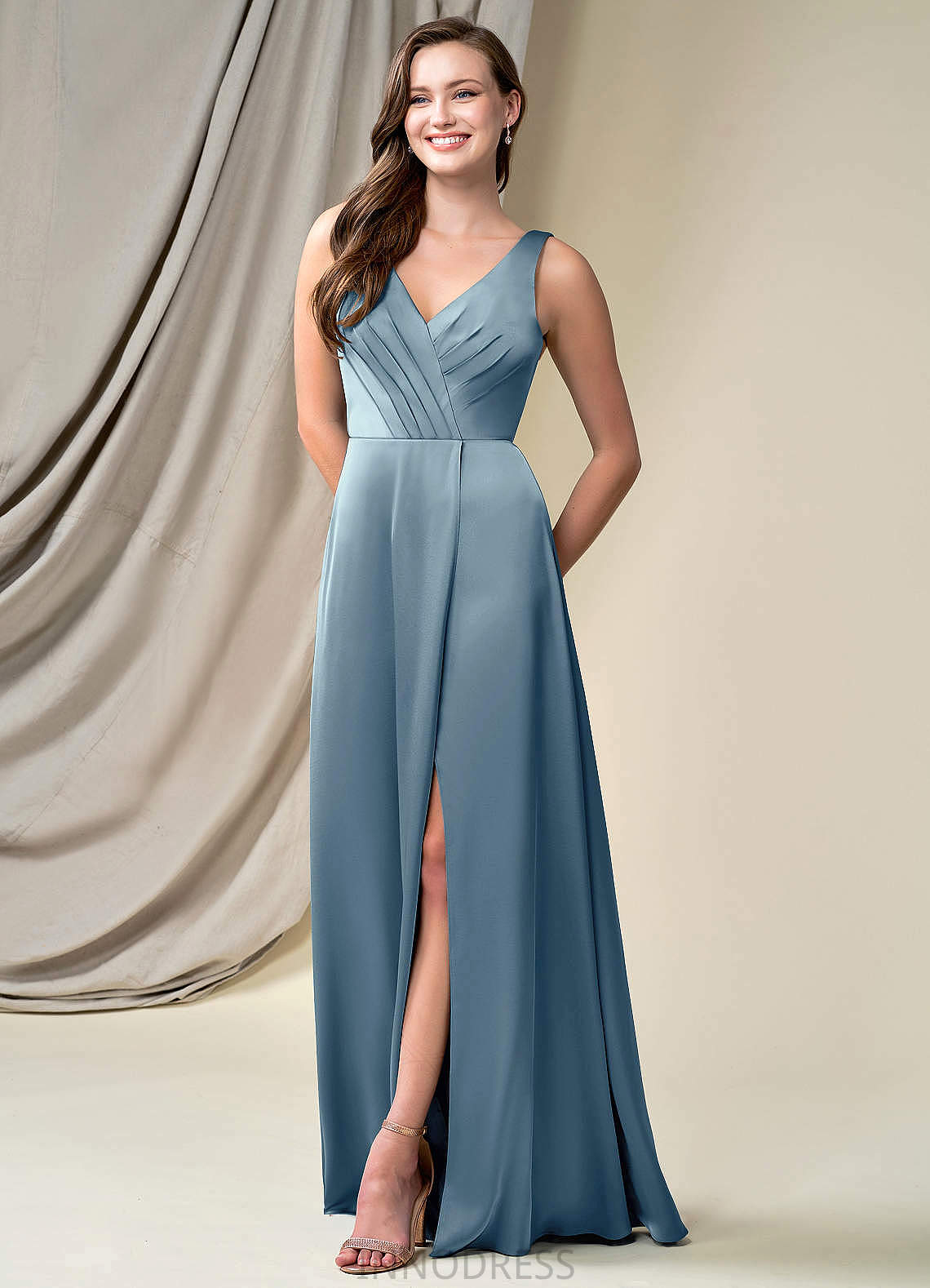 Serenity Halter A-Line/Princess Sleeveless Natural Waist Floor Length Bridesmaid Dresses