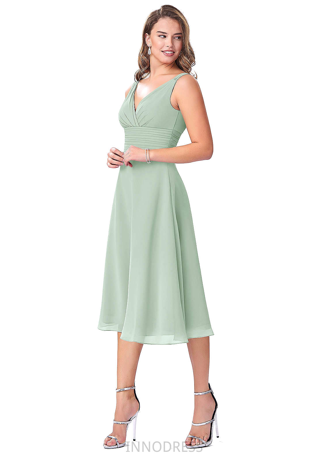 Giada Sleeveless A-Line/Princess Floor Length Natural Waist Spaghetti Staps Bridesmaid Dresses