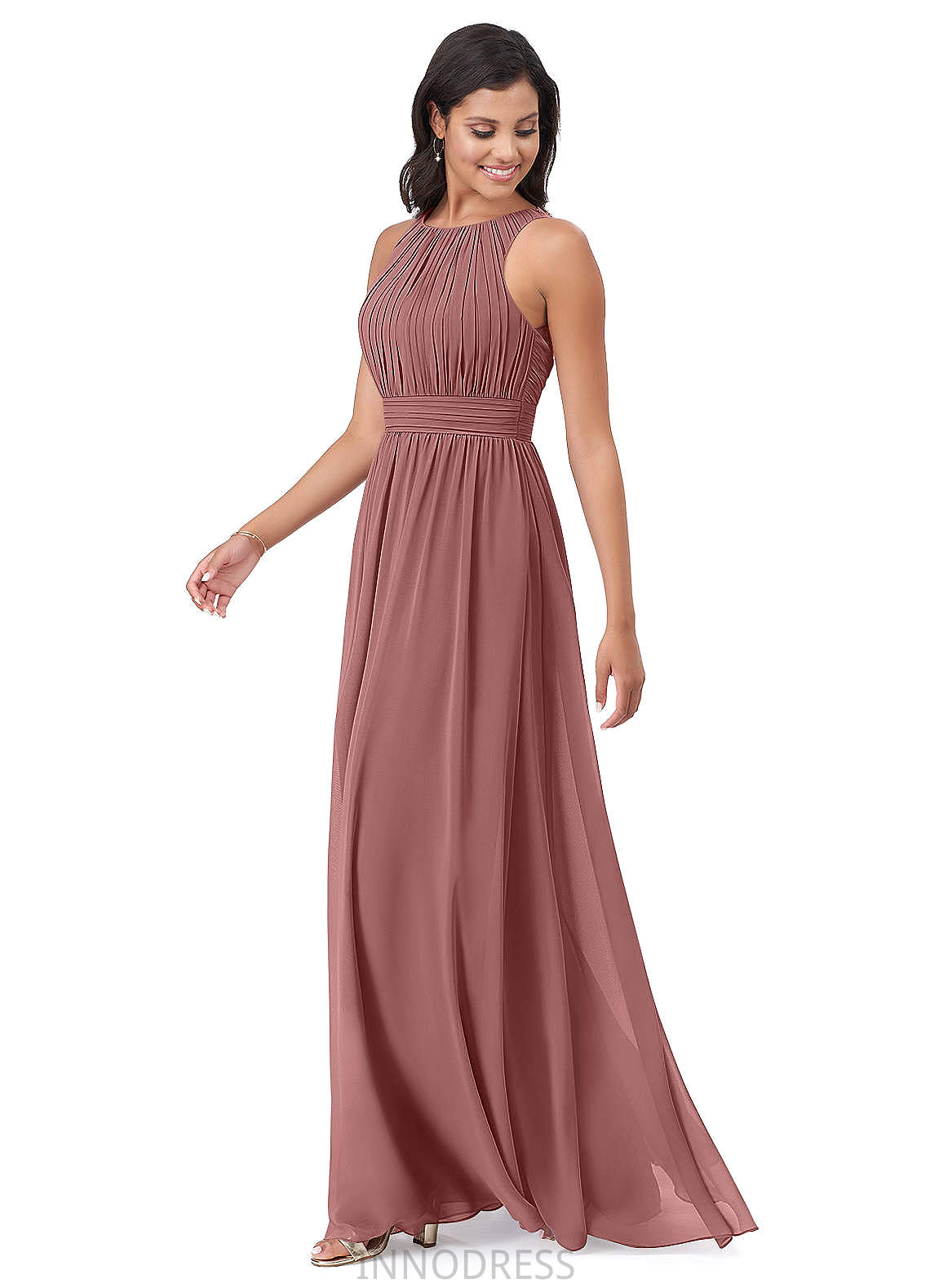 Deanna A-Line/Princess Sleeveless Floor Length Natural Waist V-Neck Bridesmaid Dresses