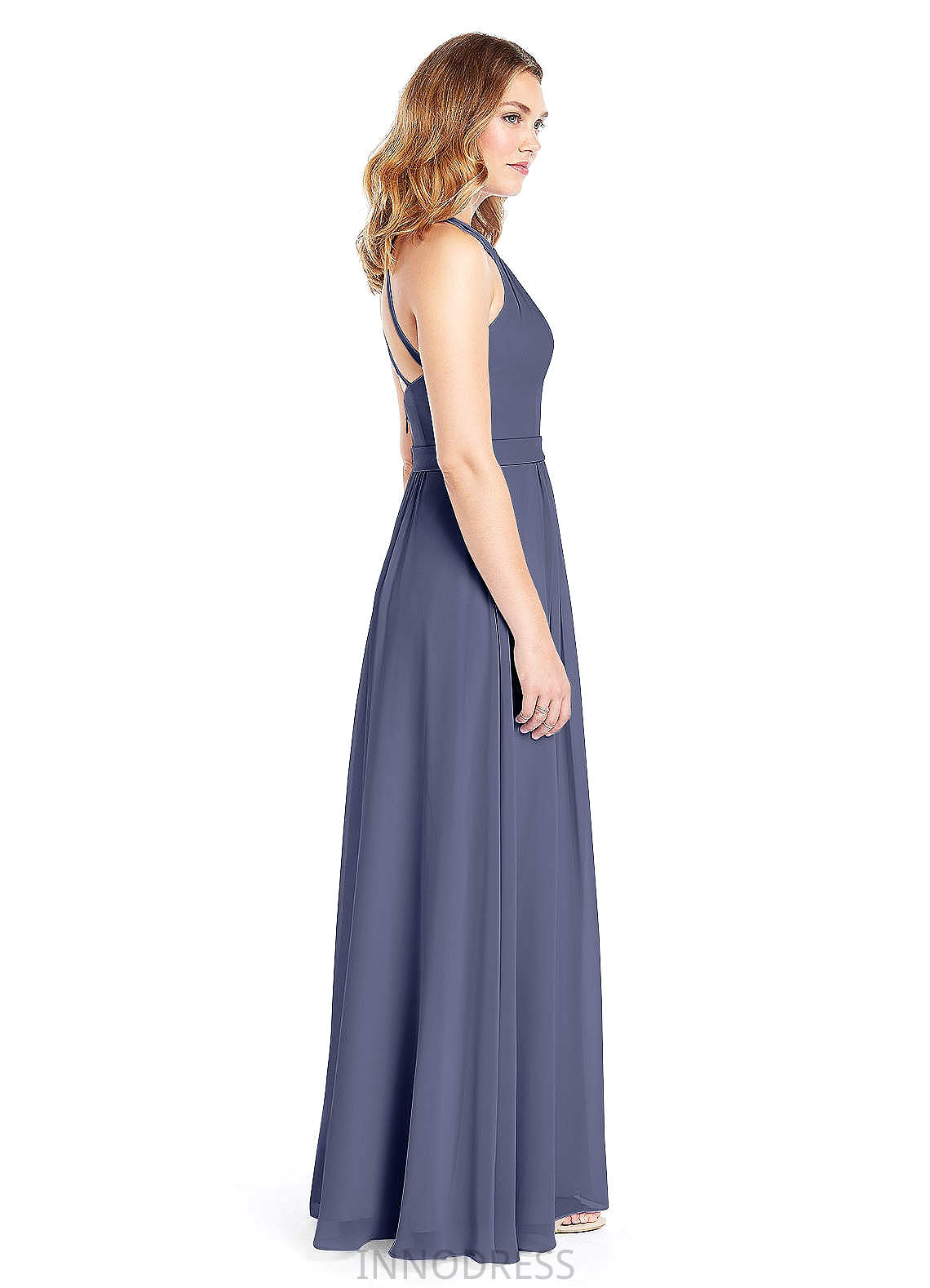 Laney Sleeveless Spandex Sweep-Brush Train Spaghetti Staps Natural Waist Trumpet/Mermaid Bridesmaid Dresses