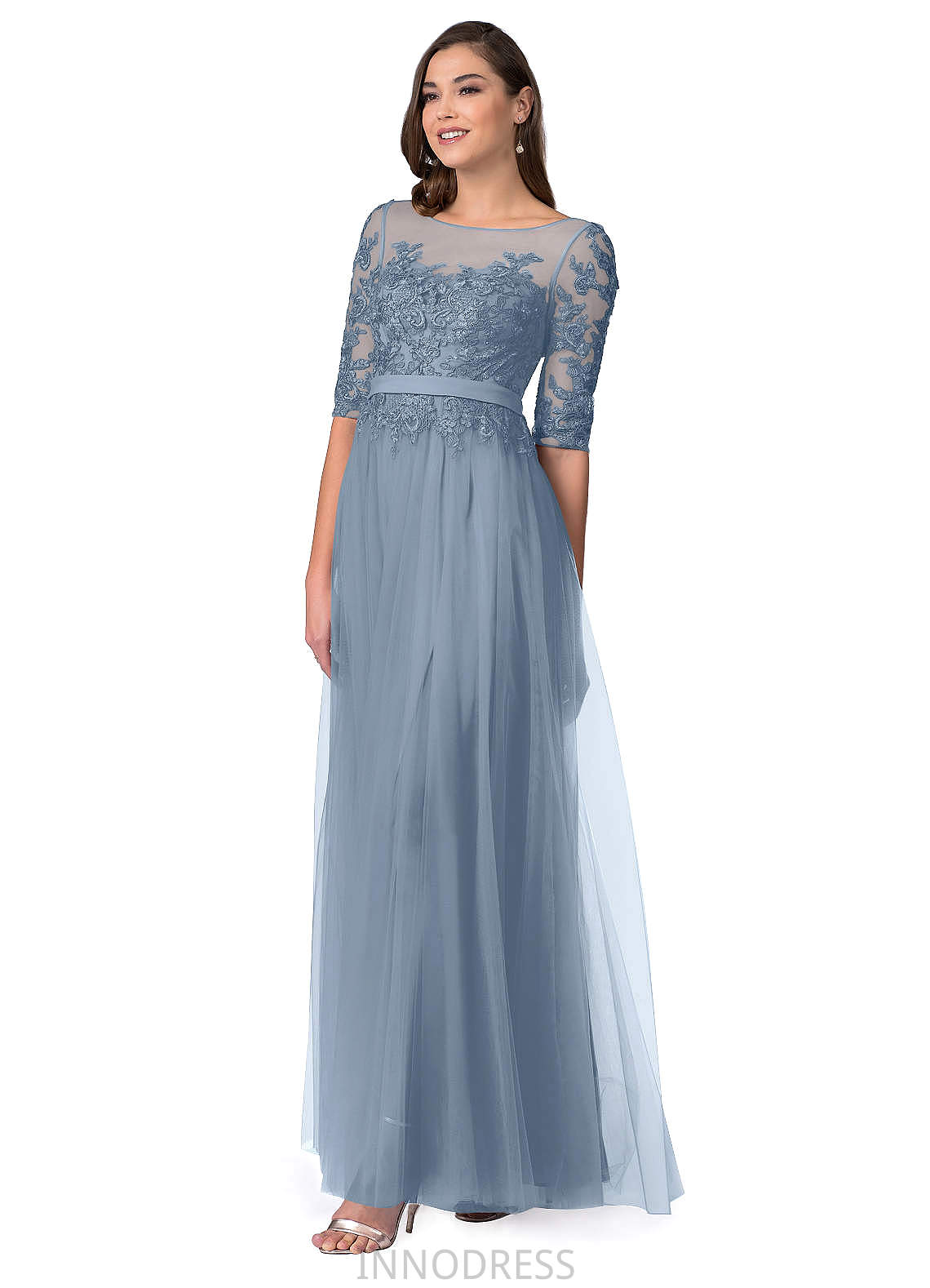 Nicky Sleeveless Floor Length A-Line/Princess Halter Natural Waist Bridesmaid Dresses