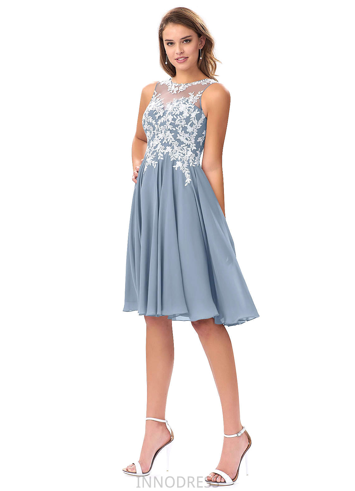 Skyla Spaghetti Staps A-Line/Princess Natural Waist Sleeveless Floor Length Bridesmaid Dresses