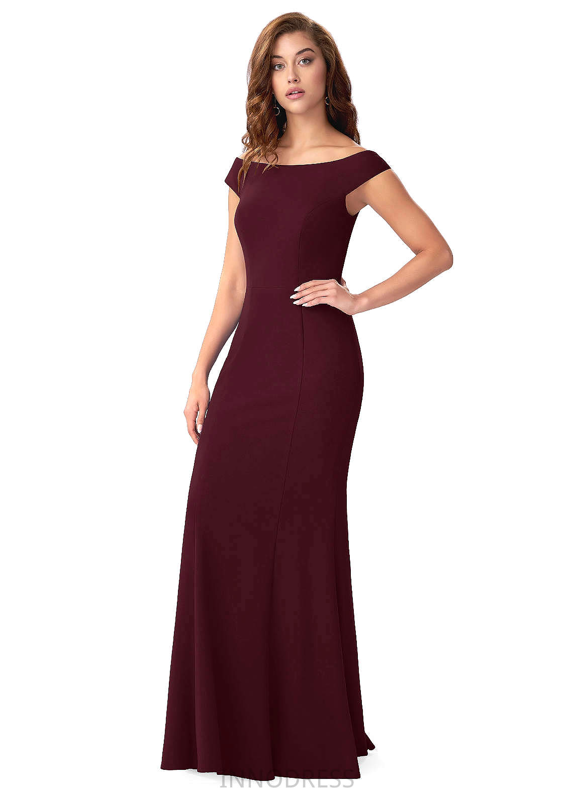 Glenda Floor Length Sleeveless Spaghetti Staps Natural Waist Sheath/Column Bridesmaid Dresses