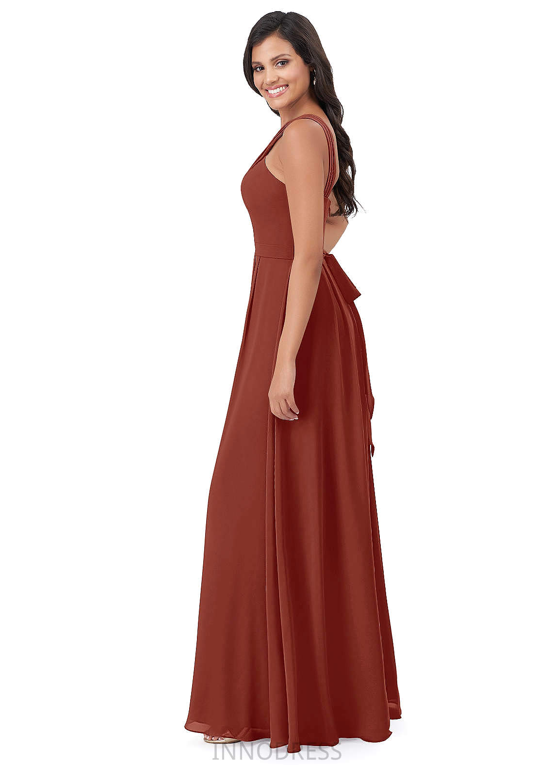 Alia A-Line/Princess Floor Length Natural Waist V-Neck Sleeveless Bridesmaid Dresses