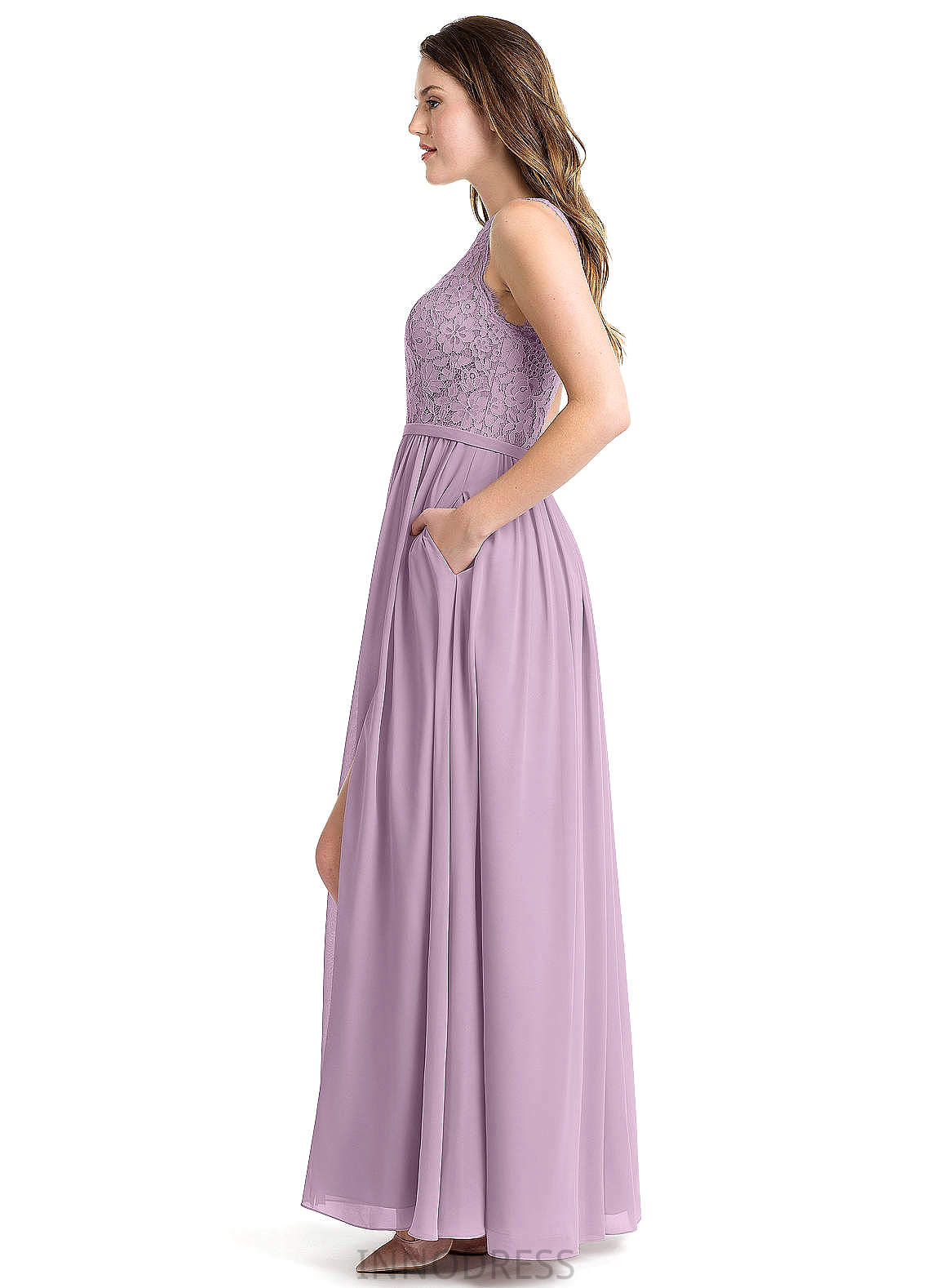 Roberta Short Sleeves Natural Waist Floor Length Scoop Sheath/Column Spandex Bridesmaid Dresses