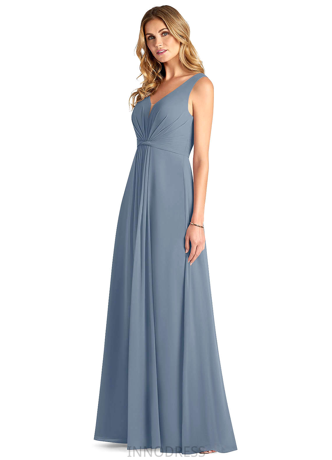 Kirsten V-Neck Natural Waist Sleeveless A-Line/Princess Floor Length Bridesmaid Dresses