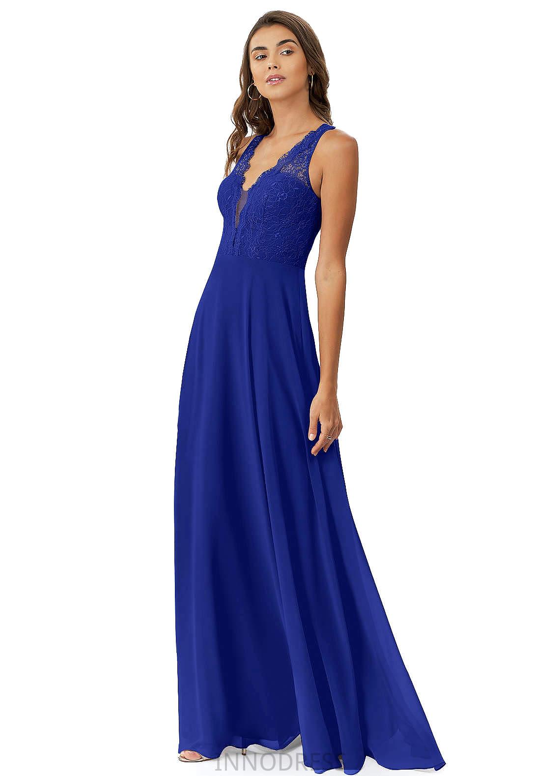 Emilee Sleeveless V-Neck Trumpet/Mermaid Spandex Natural Waist Sweep-Brush Train Bridesmaid Dresses