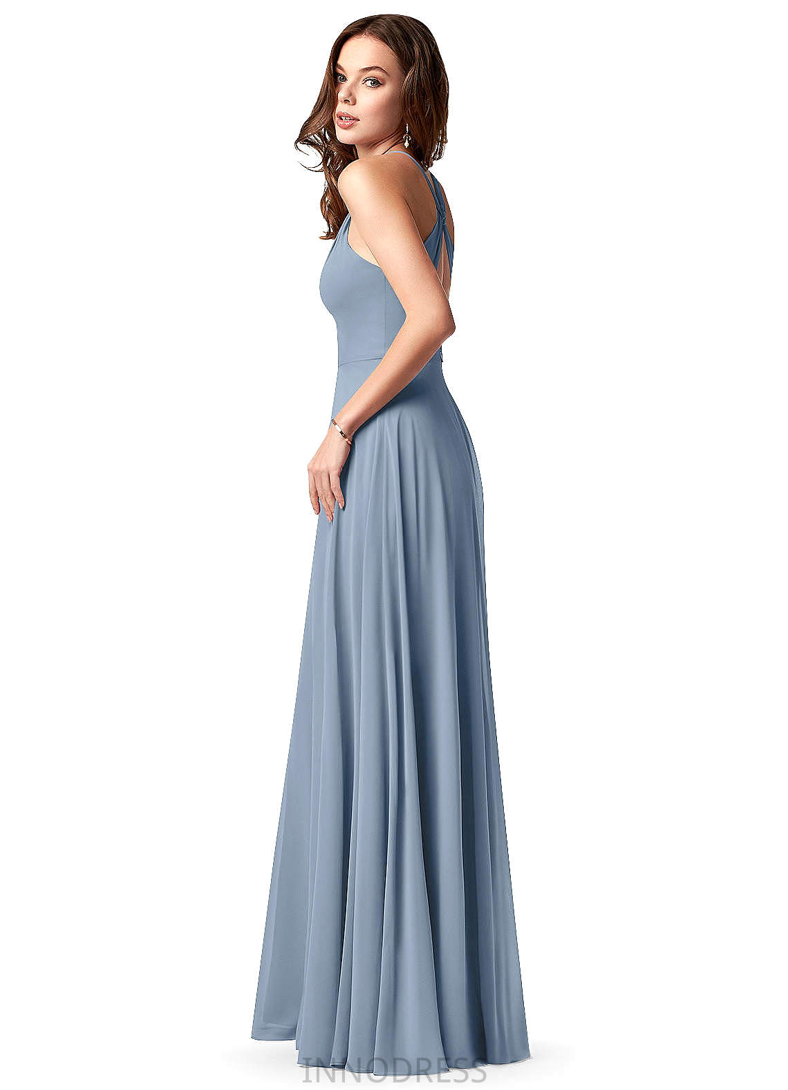 Anabella V-Neck Trumpet/Mermaid Floor Length Spandex Sleeveless Natural Waist Bridesmaid Dresses