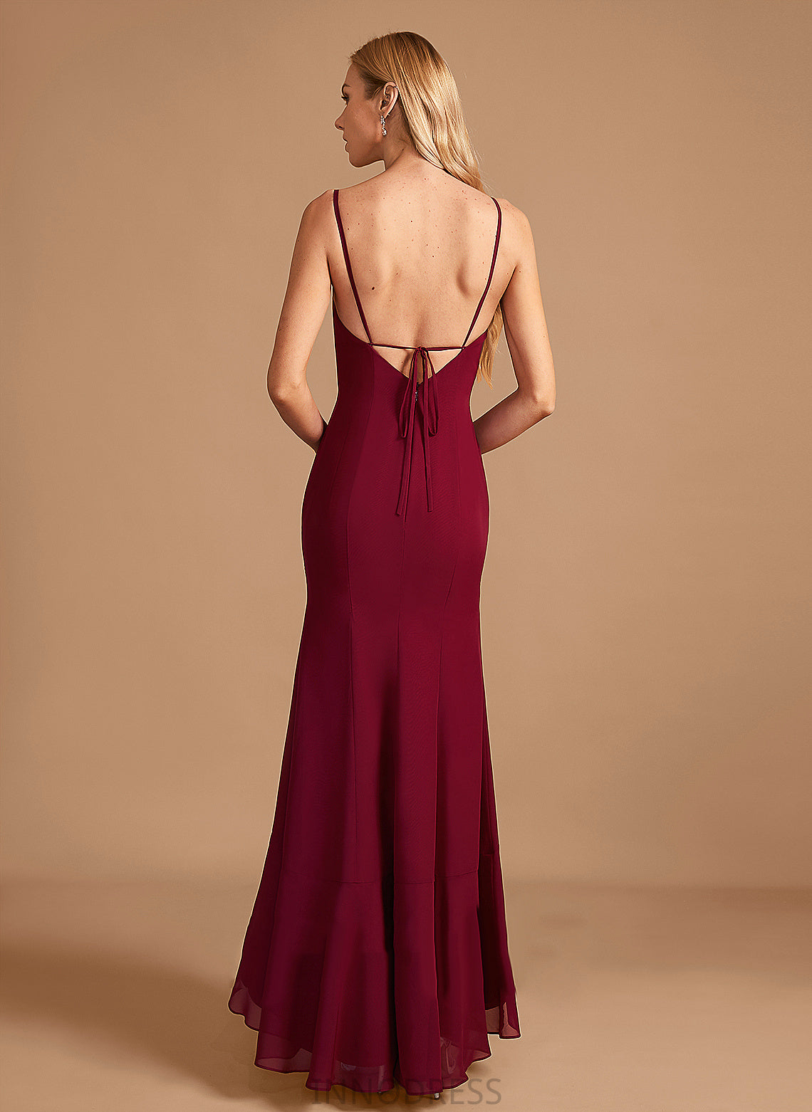 SquareNeckline Silhouette Neckline Trumpet/Mermaid Embellishment Length Fabric SplitFront Floor-Length Ruffle Elle Floor Length Bridesmaid Dresses