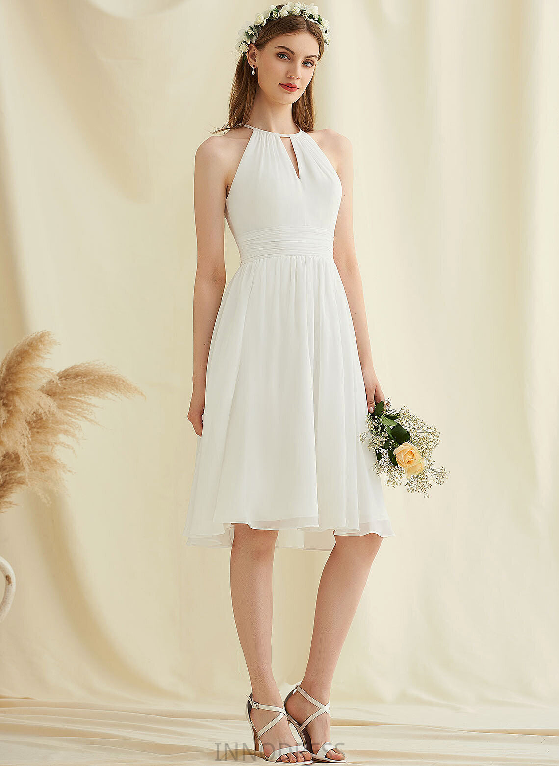 Wedding Dress Chiffon A-Line Wedding Dresses Knee-Length Mackenzie