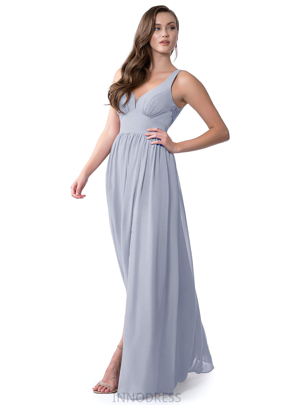 Aubrey Sleeveless Floor Length Natural Waist Spaghetti Staps A-Line/Princess Bridesmaid Dresses