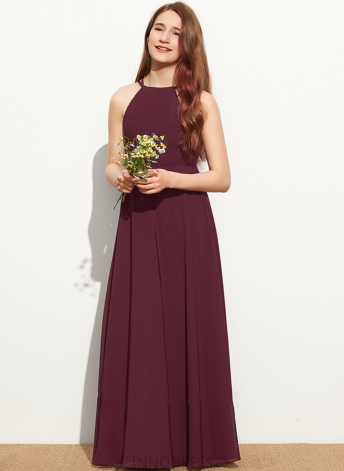 Junior Bridesmaid Dresses Danica Scoop Neck A-Line Floor-Length Chiffon