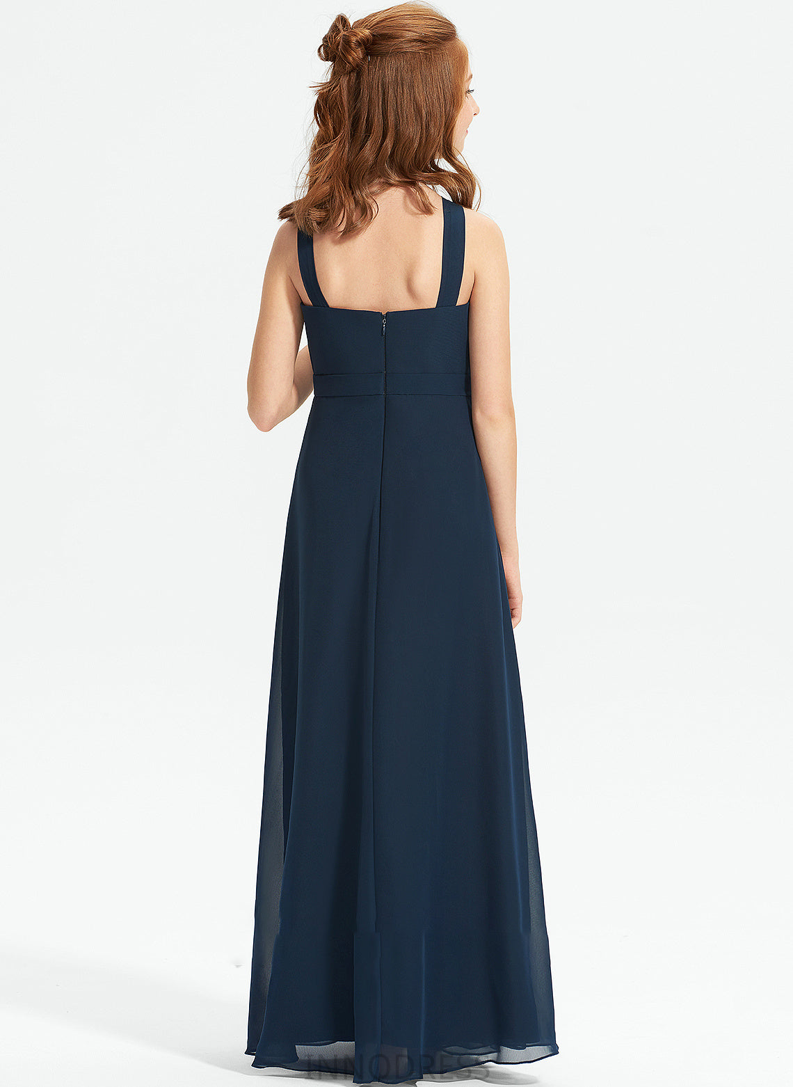 Scoop A-Line Floor-Length Neck Ruffle With Junior Bridesmaid Dresses Helena Chiffon