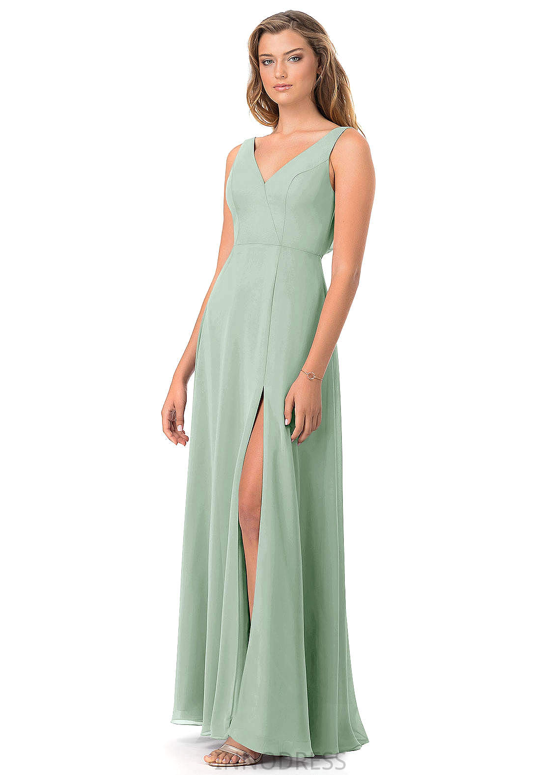 Emma Velvet A-Line/Princess Floor Length V-Neck Sleeveless Natural Waist Bridesmaid Dresses