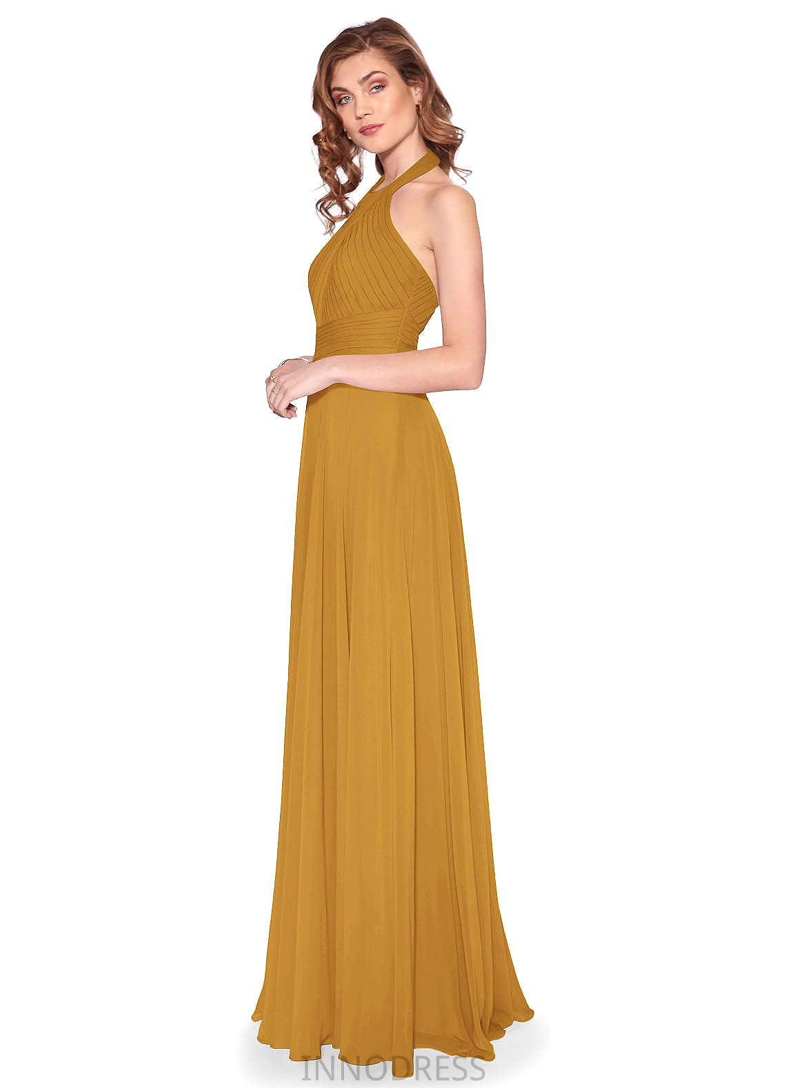 Kierra Floor Length Spaghetti Staps Natural Waist Off The Shoulder A-Line/Princess Sleeveless Bridesmaid Dresses