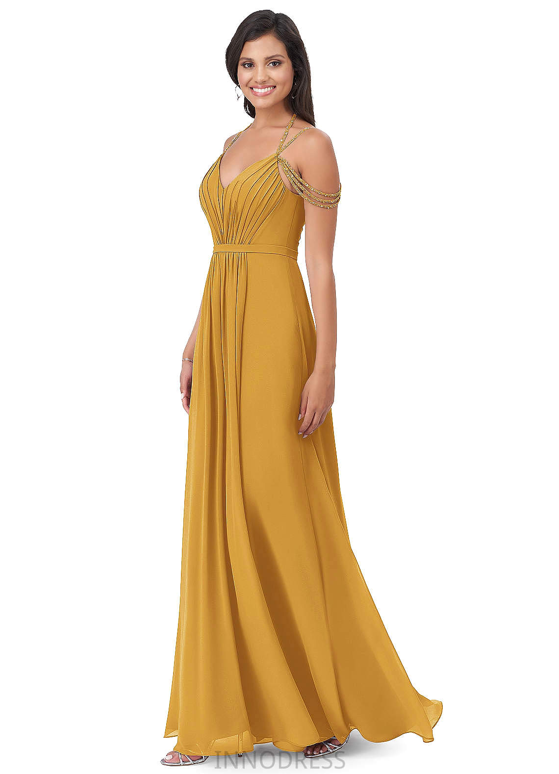 Jaylin A-Line/Princess Sleeveless V-Neck Natural Waist Floor Length Bridesmaid Dresses