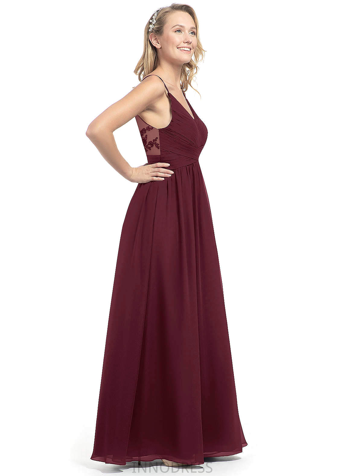 Rihanna Floor Length Sheath/Column Scoop Natural Waist Sleeveless Bridesmaid Dresses