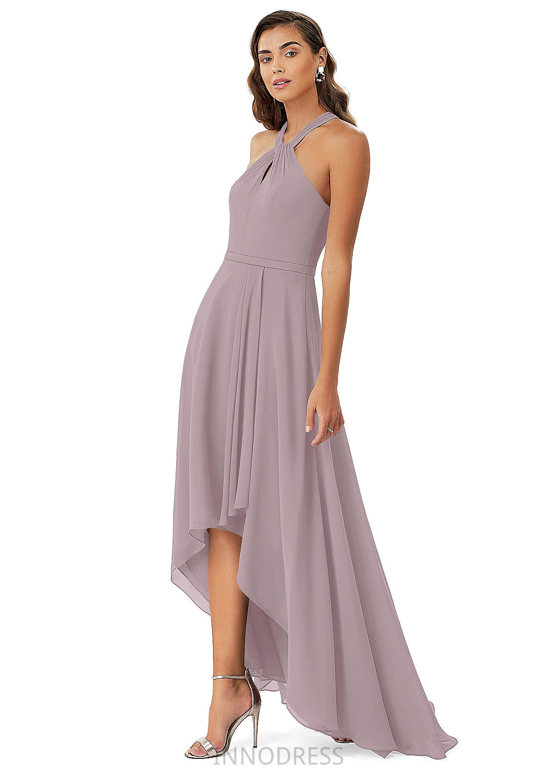 Arely Natural Waist Sleeveless Floor Length V-Neck A-Line/Princess Bridesmaid Dresses