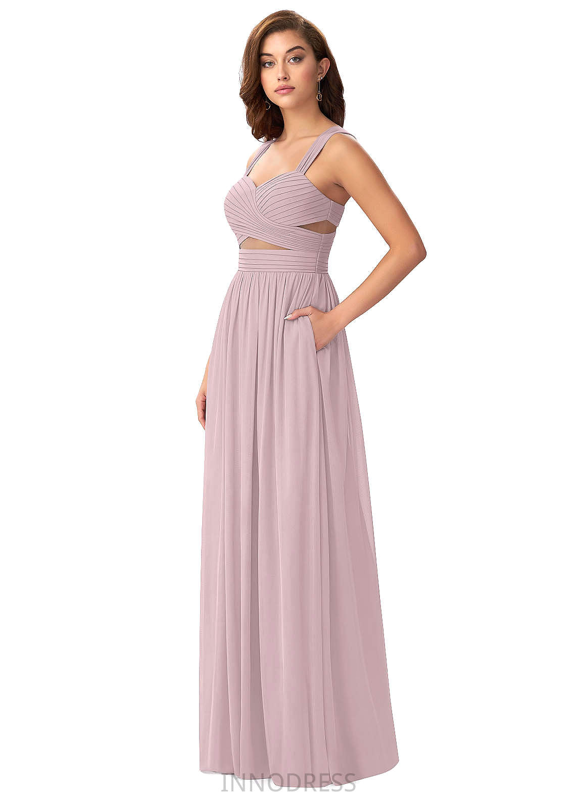 Rachel Sleeveless A-Line/Princess Empire Waist V-Neck Floor Length Bridesmaid Dresses