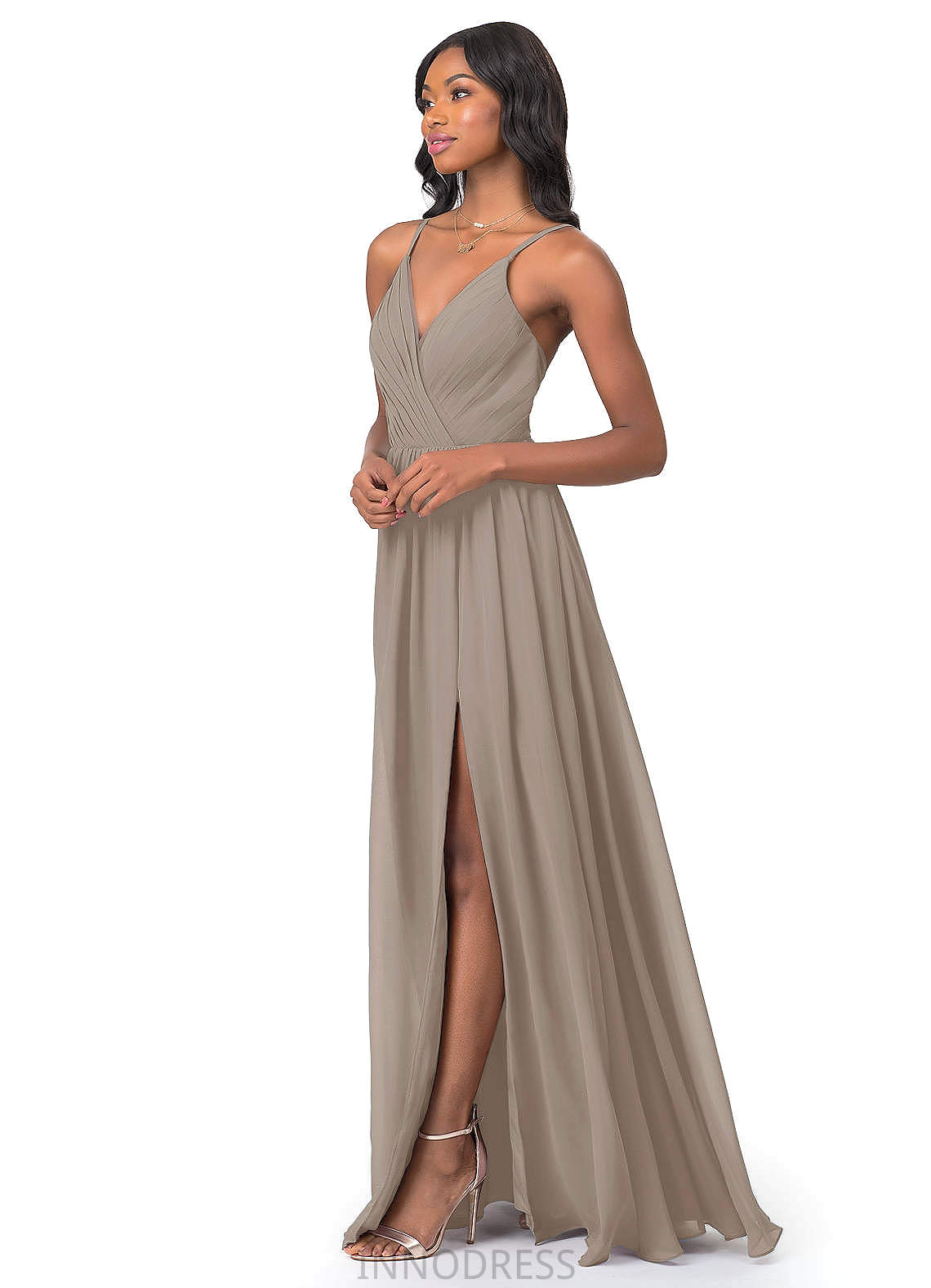 Layla A-Line/Princess Scoop Natural Waist Sleeveless Floor Length Bridesmaid Dresses