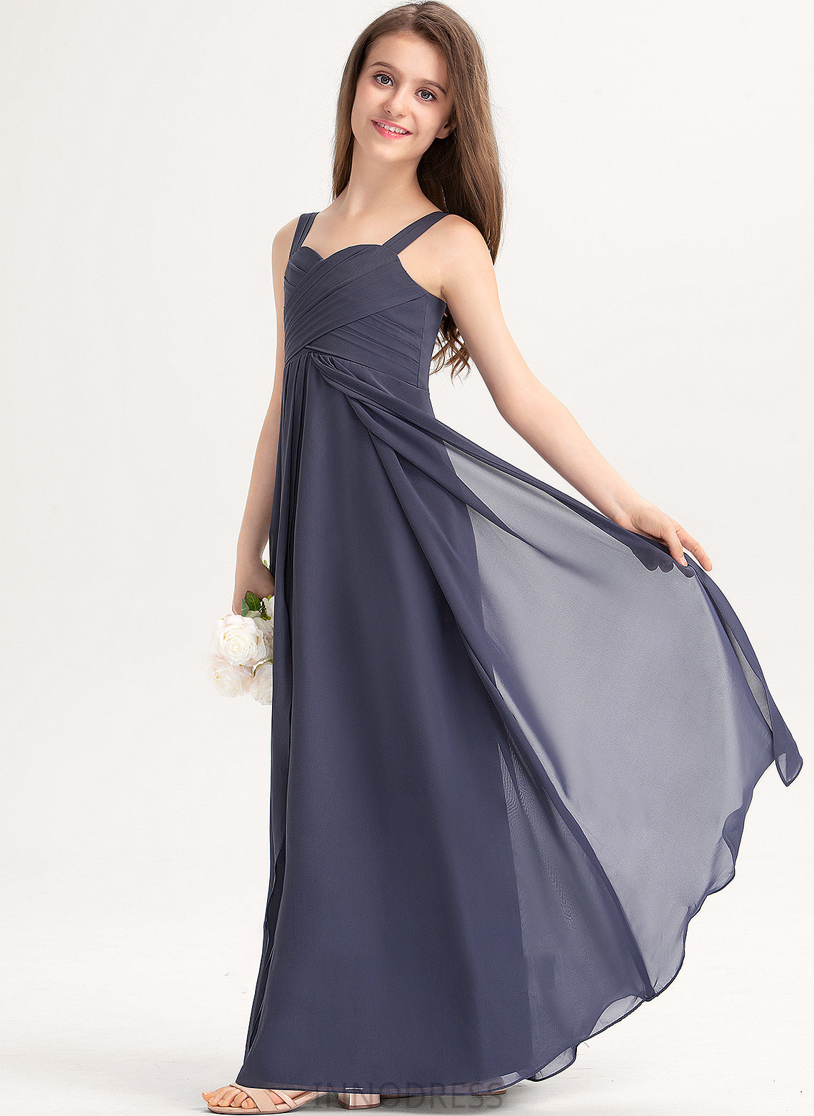 Junior Bridesmaid Dresses Ruffle With Floor-Length Sweetheart Kayla Chiffon A-Line