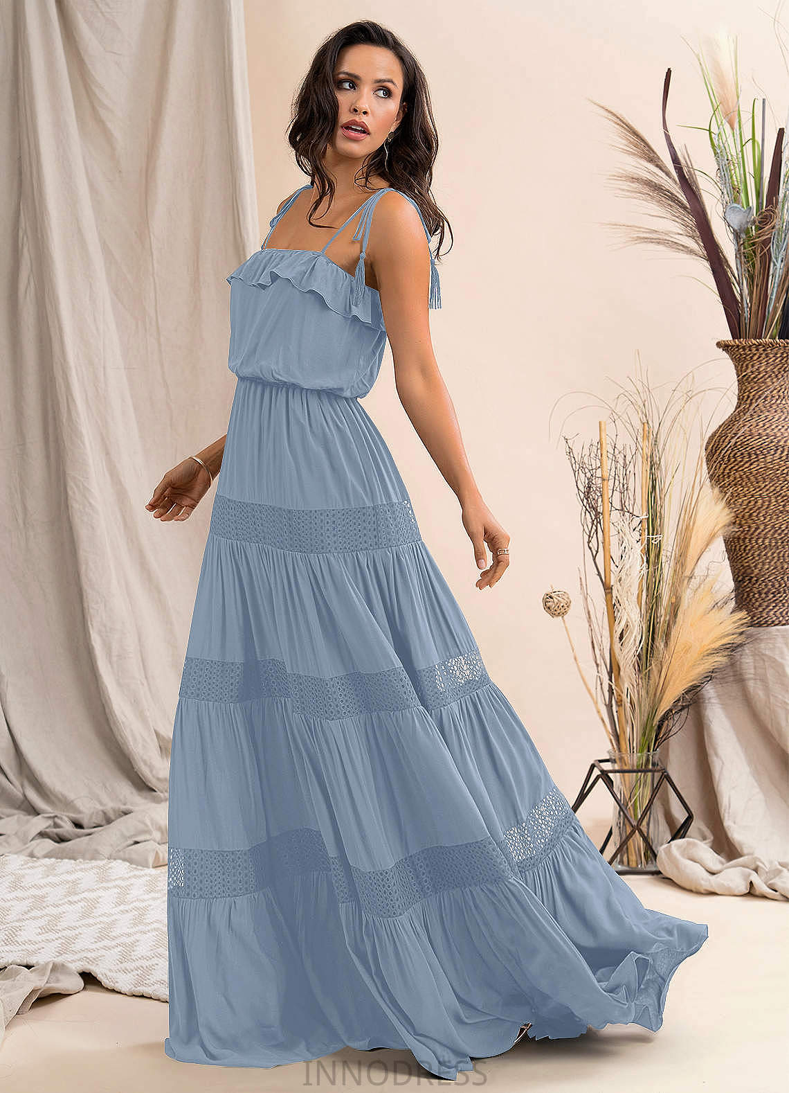 Melanie Straps Floor Length Natural Waist Sleeveless A-Line/Princess Bridesmaid Dresses