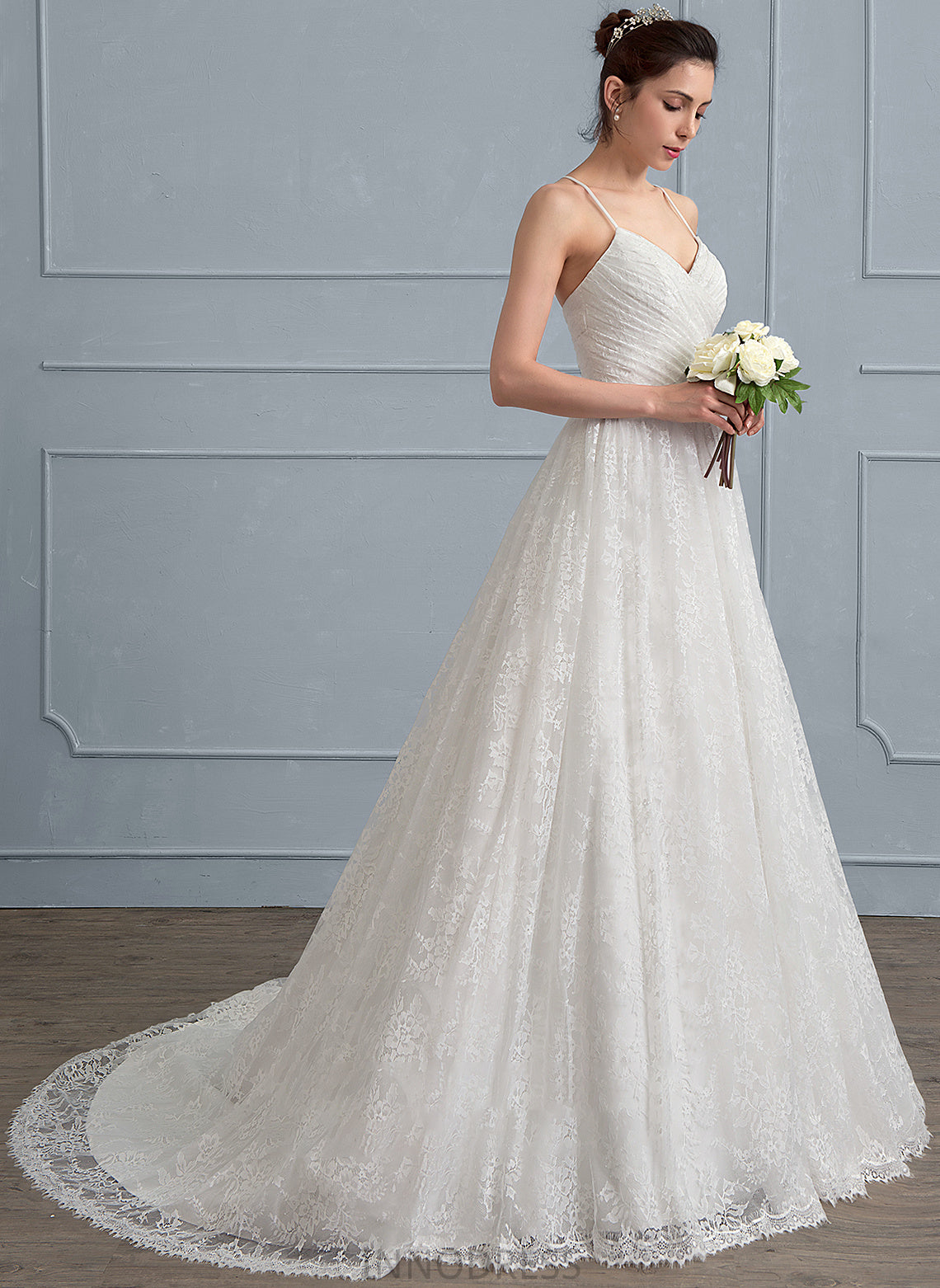 A-Line Wedding Dresses Ruffle Lace With Amani Sweetheart Wedding Dress Sweep Train