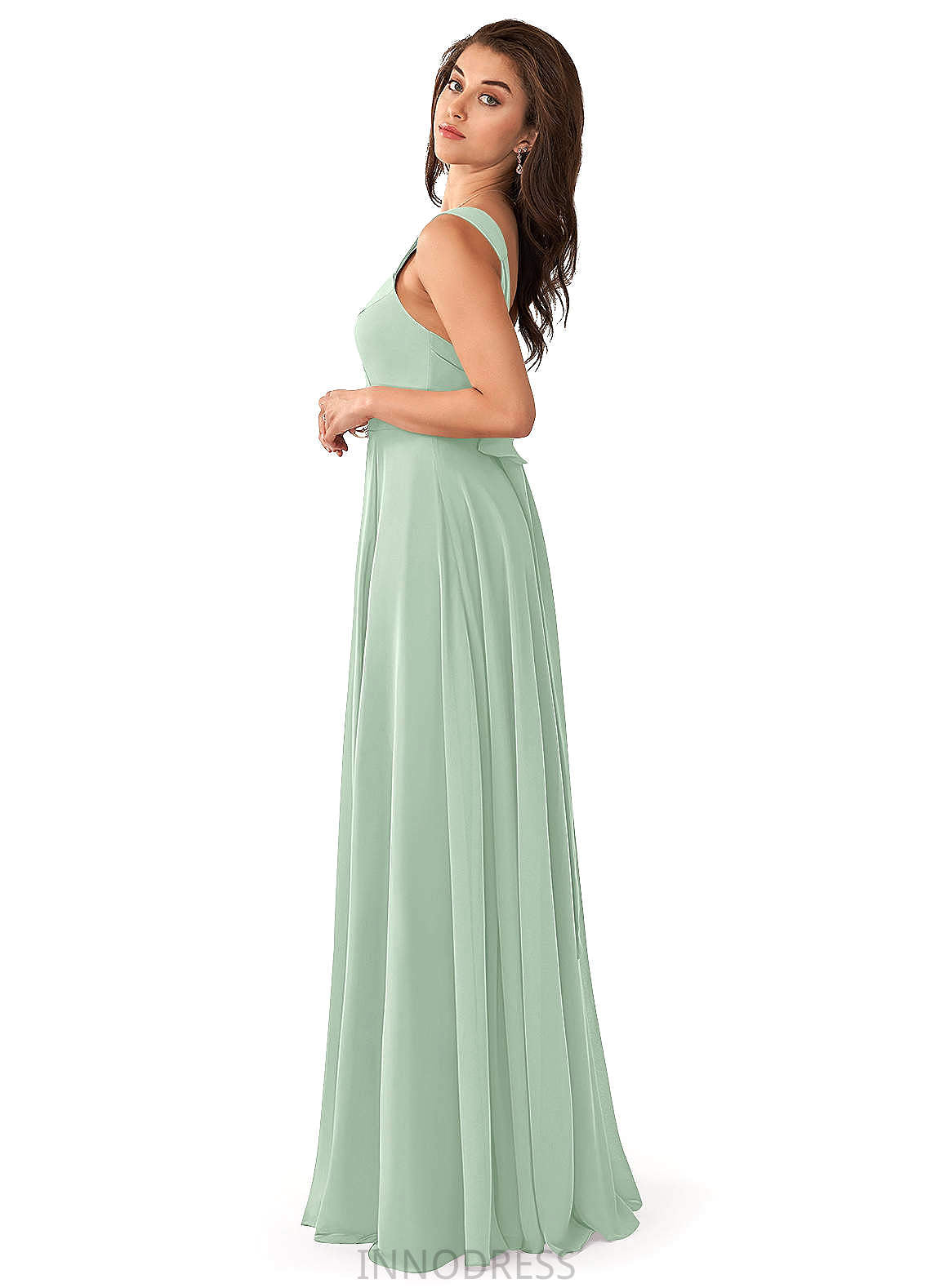 Jamie Floor Length Sleeveless V-Neck A-Line/Princess Natural Waist Bridesmaid Dresses