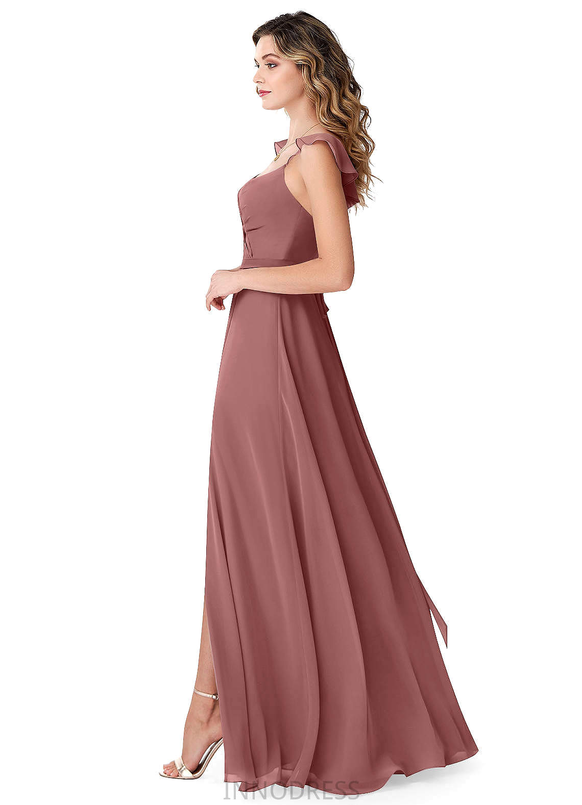 Kelsie Floor Length A-Line/Princess Natural Waist Sleeveless Spaghetti Staps Bridesmaid Dresses